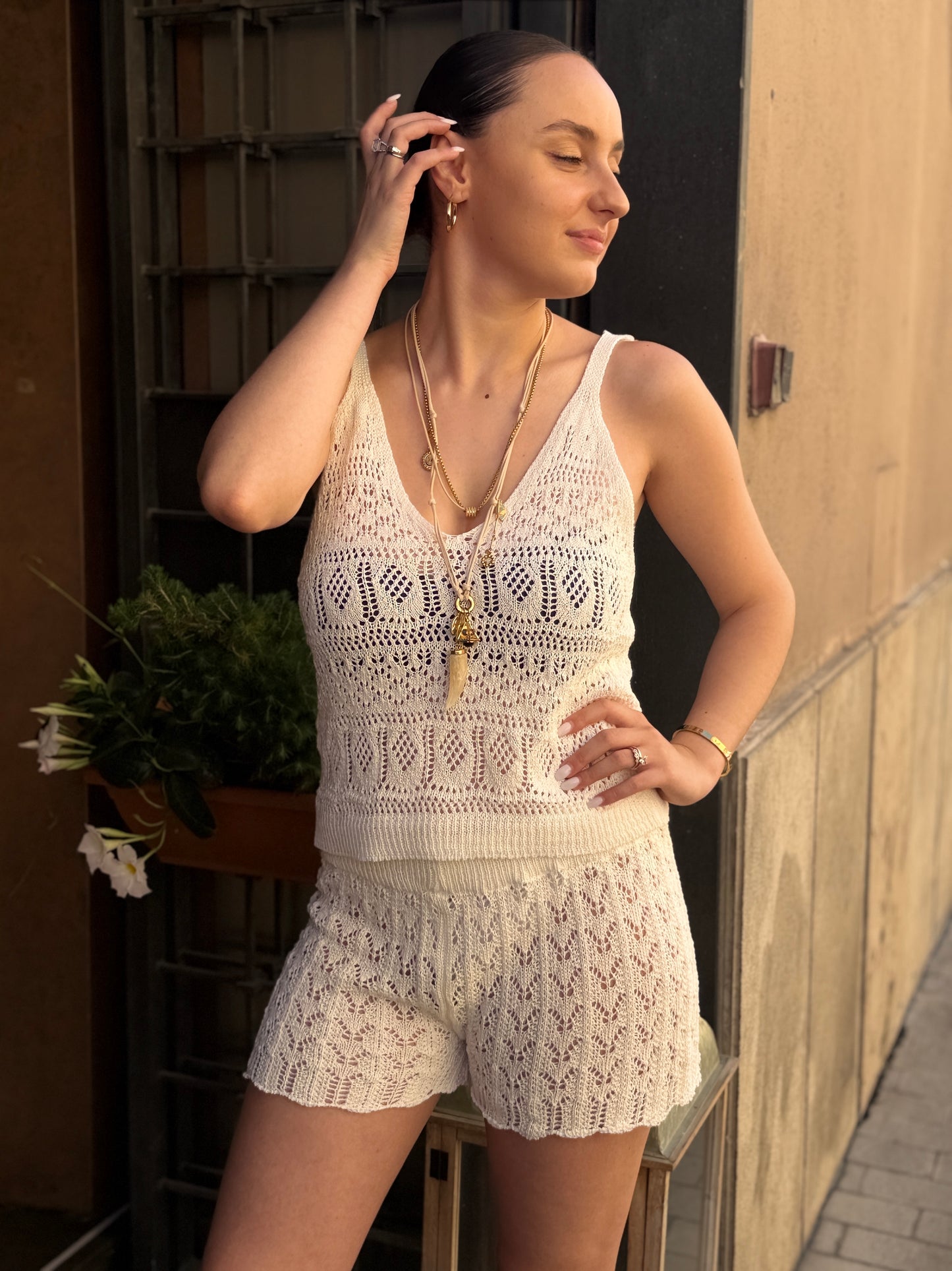Coordinato crochet Fango/NERO/GESSO
