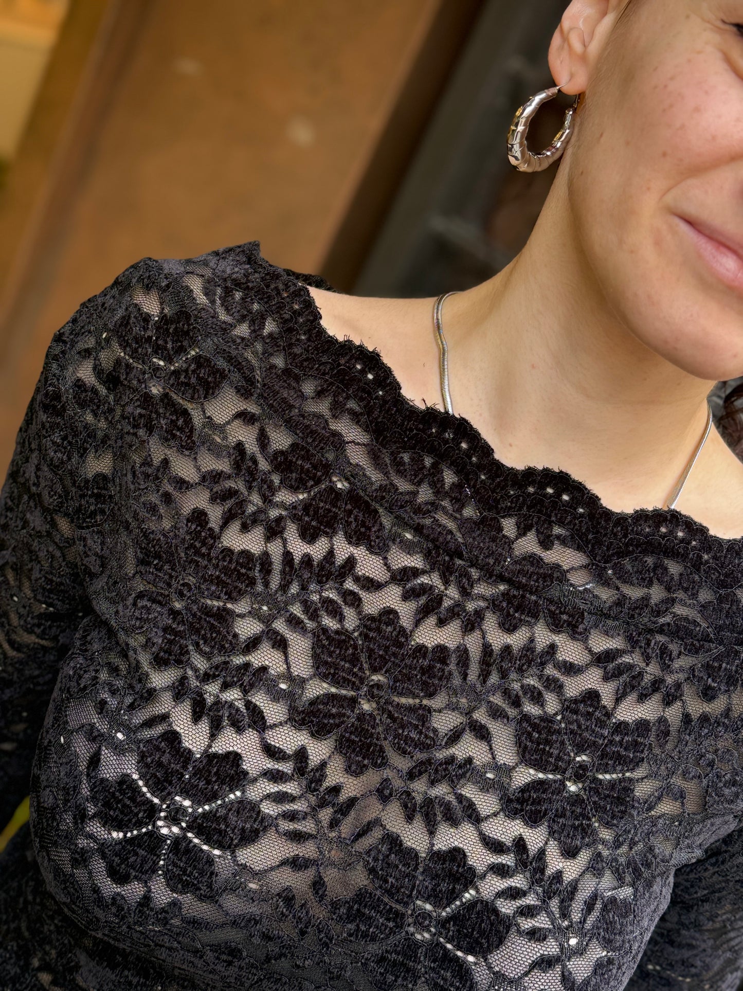 Maglia pizzo in ciniglia NERO