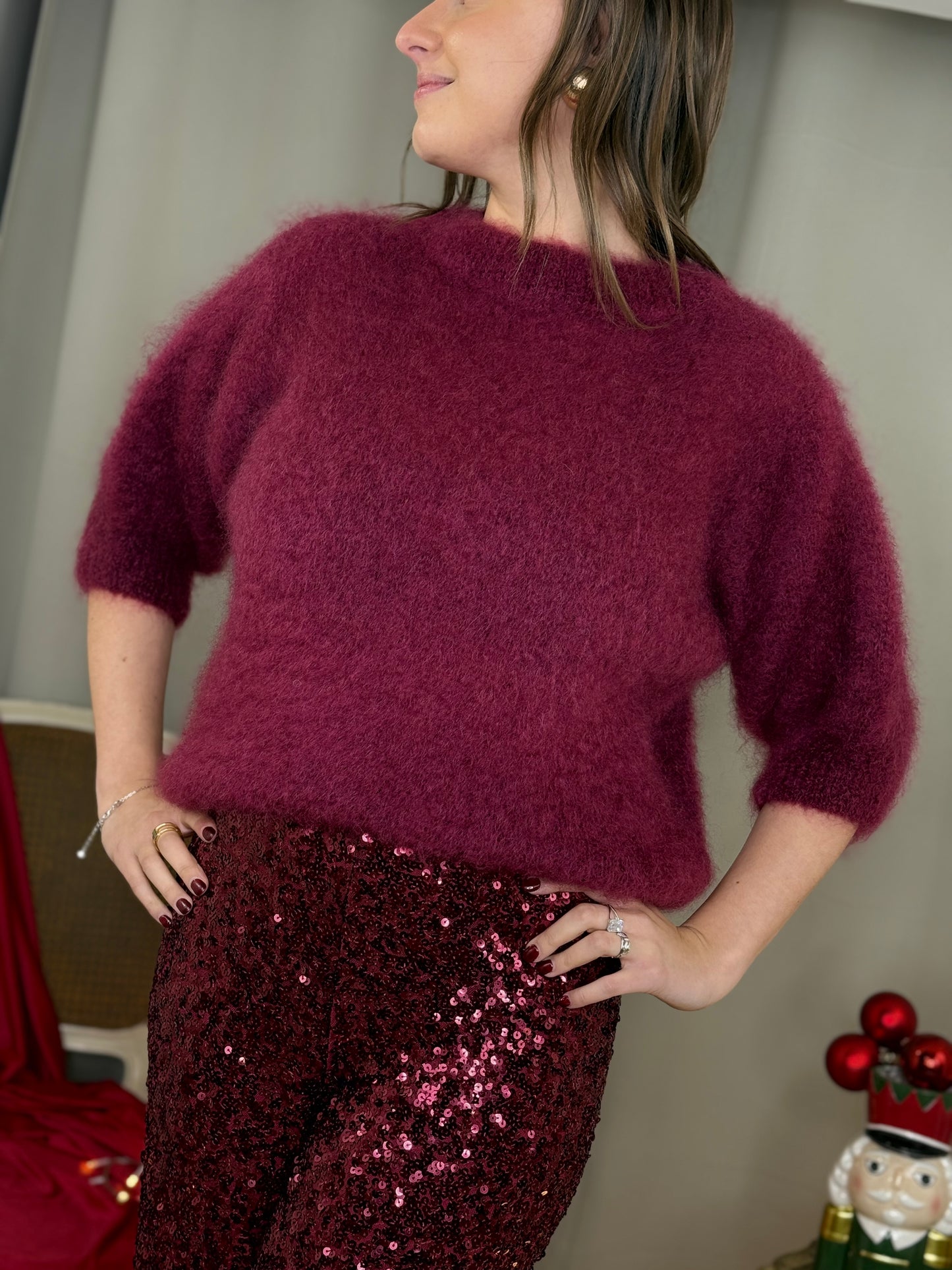 Maglia in super kid Mohair BORDEAUX