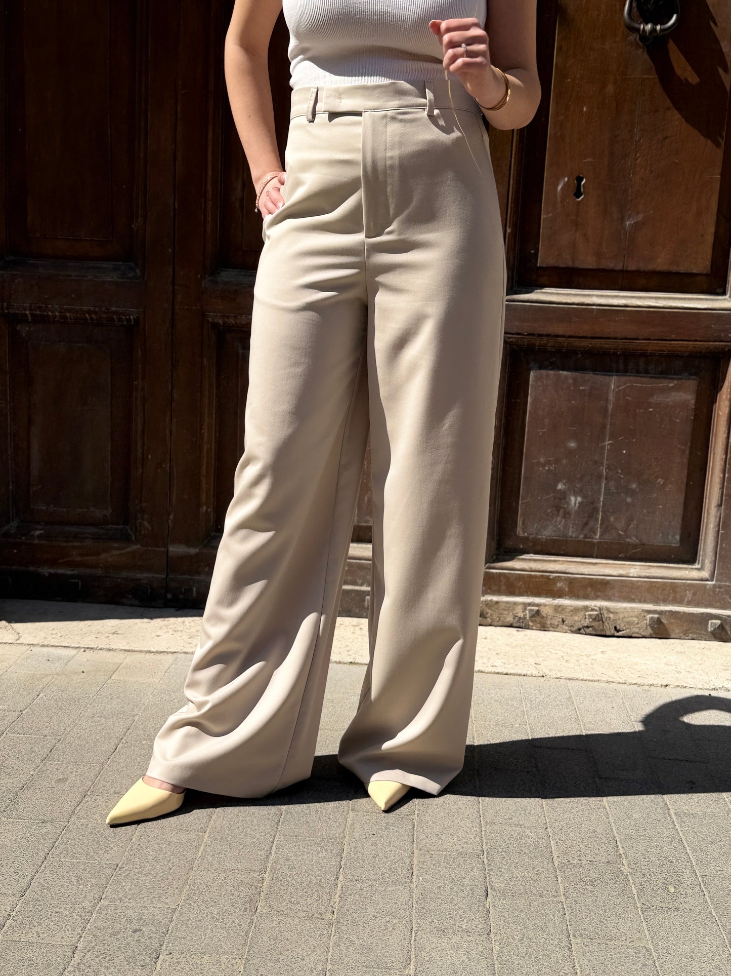 Haveone pantalone con pinces BEIGE