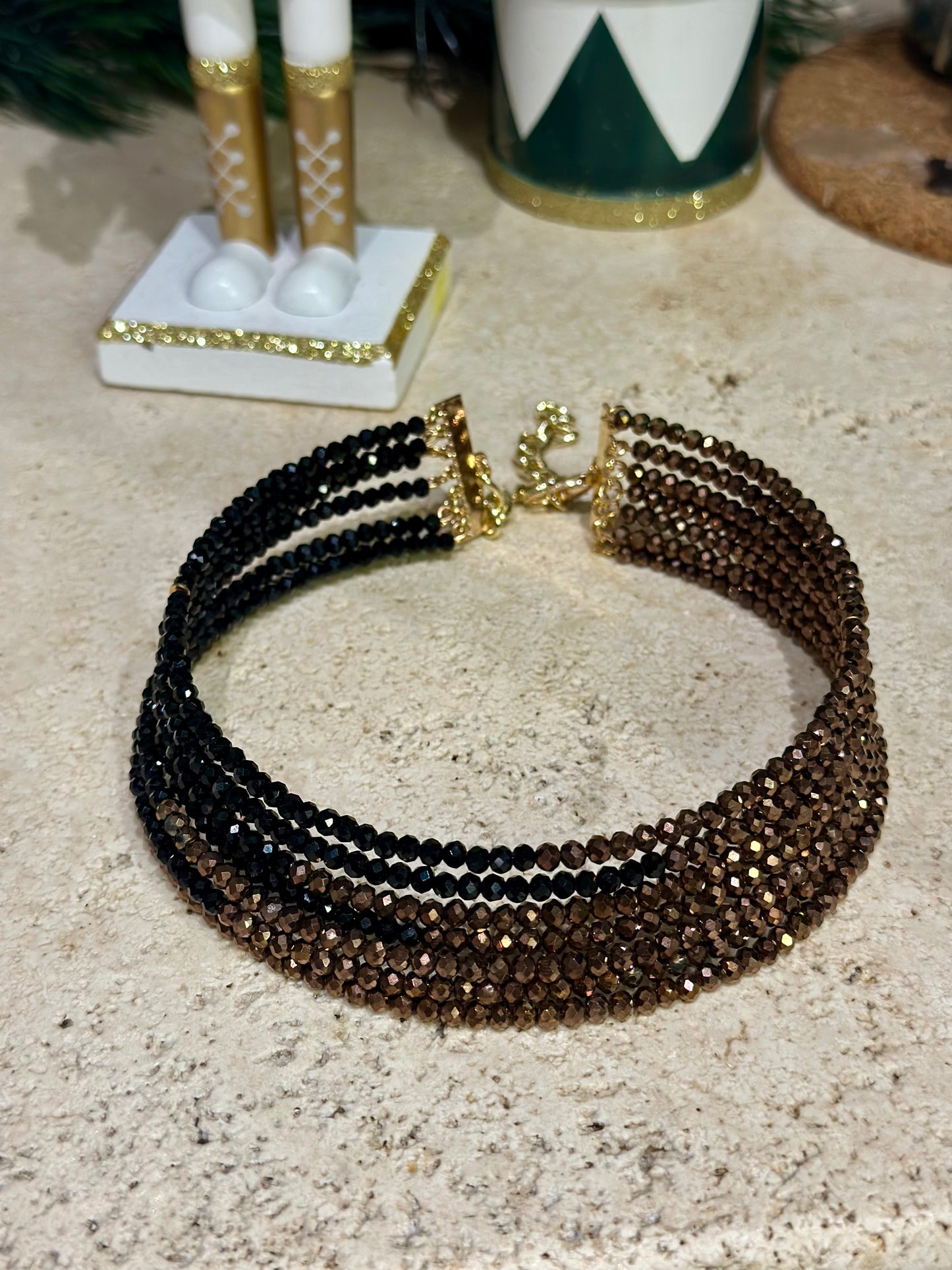 Girocollo multifilo bronzo e nero