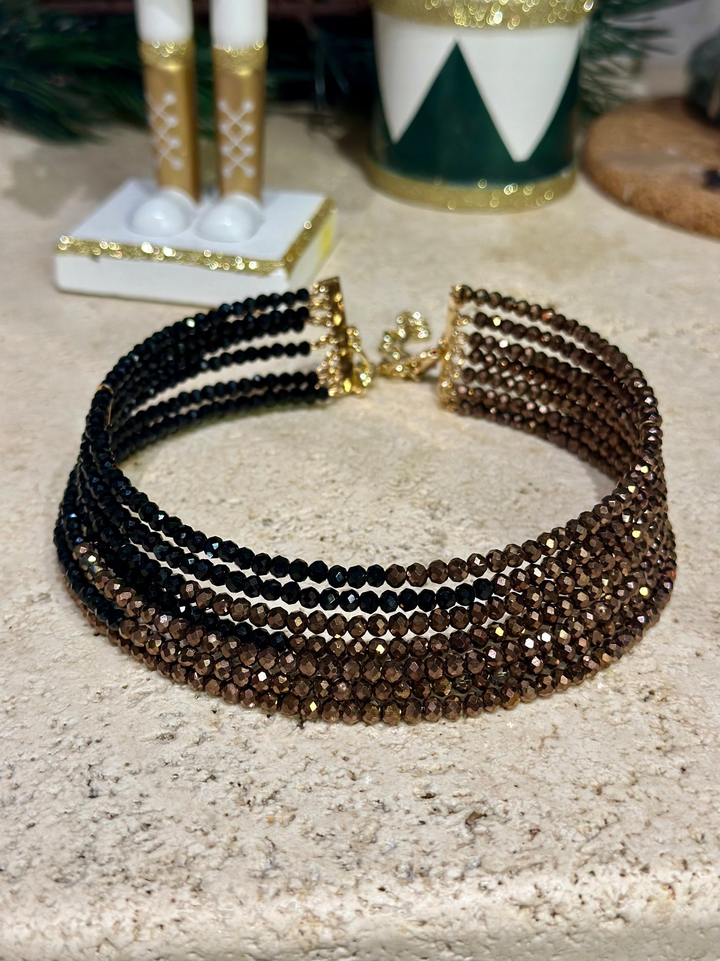 Girocollo multifilo bronzo e nero