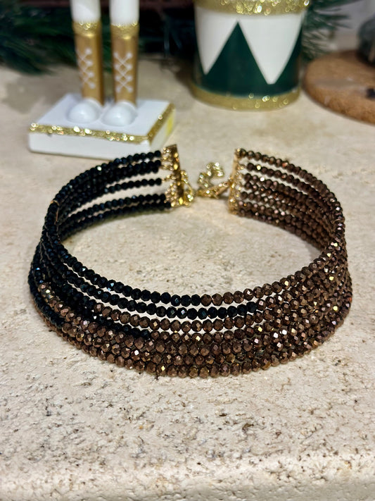 Girocollo multifilo bronzo e nero