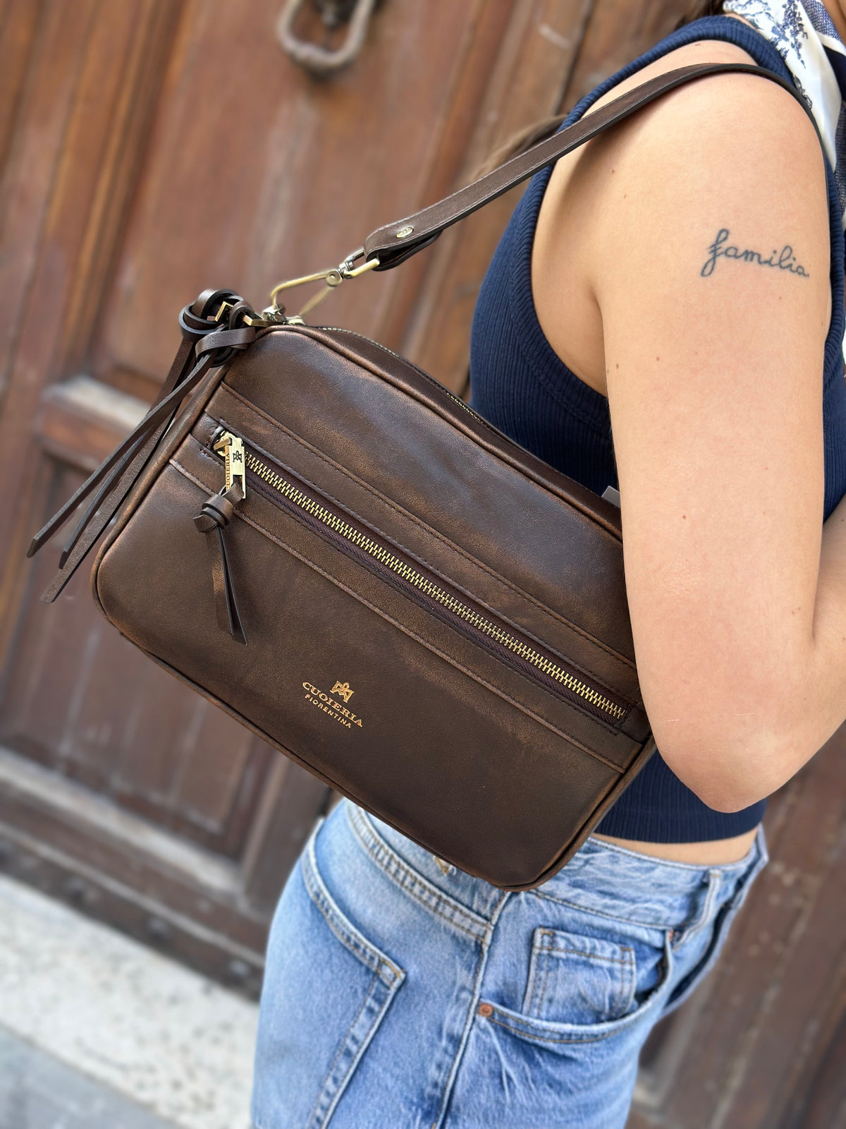 Cuoieria Fiorentina CAMERON CAMERA BAG CARAMEL