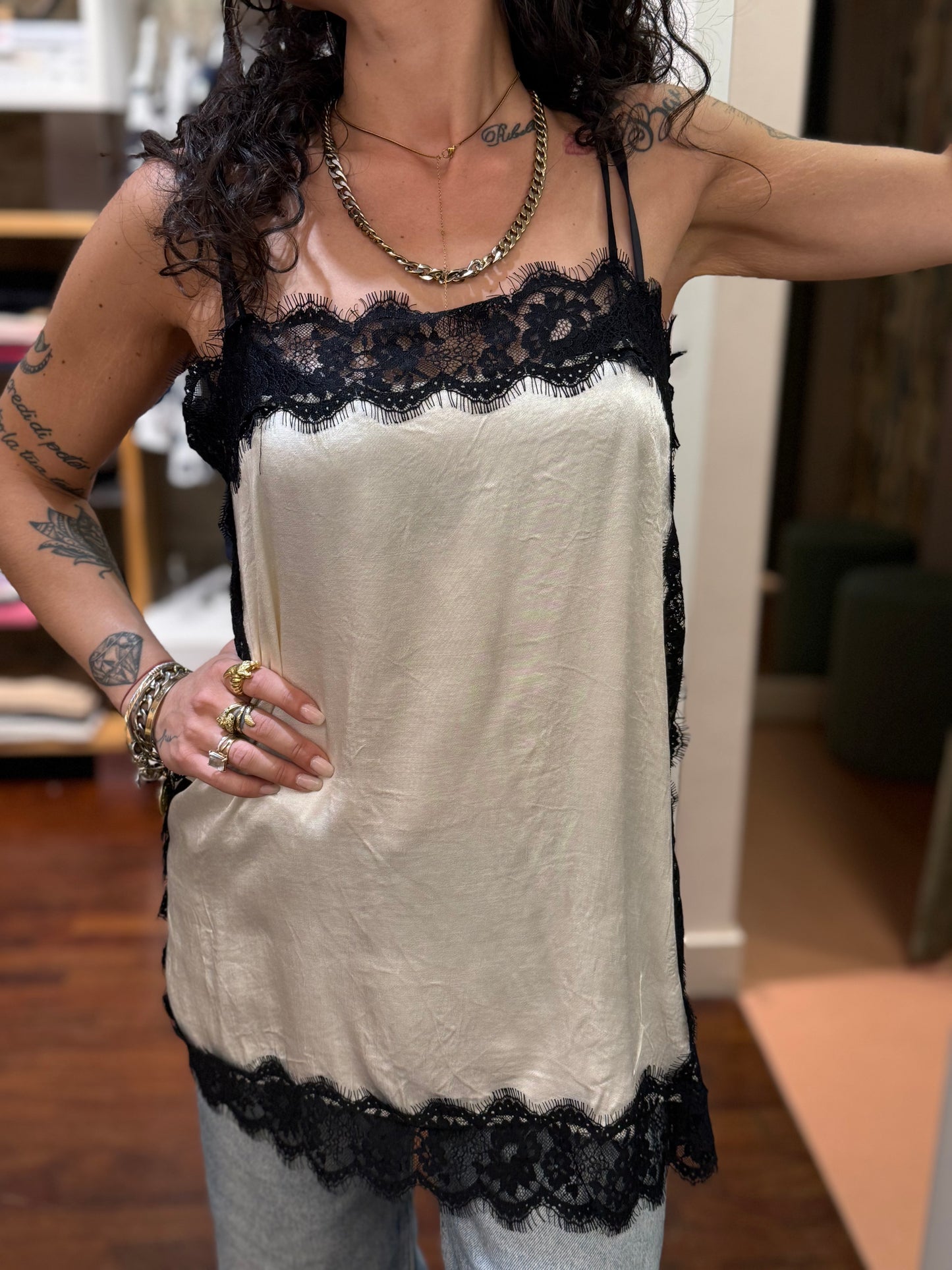 Top lingerie e pizzo PANNA