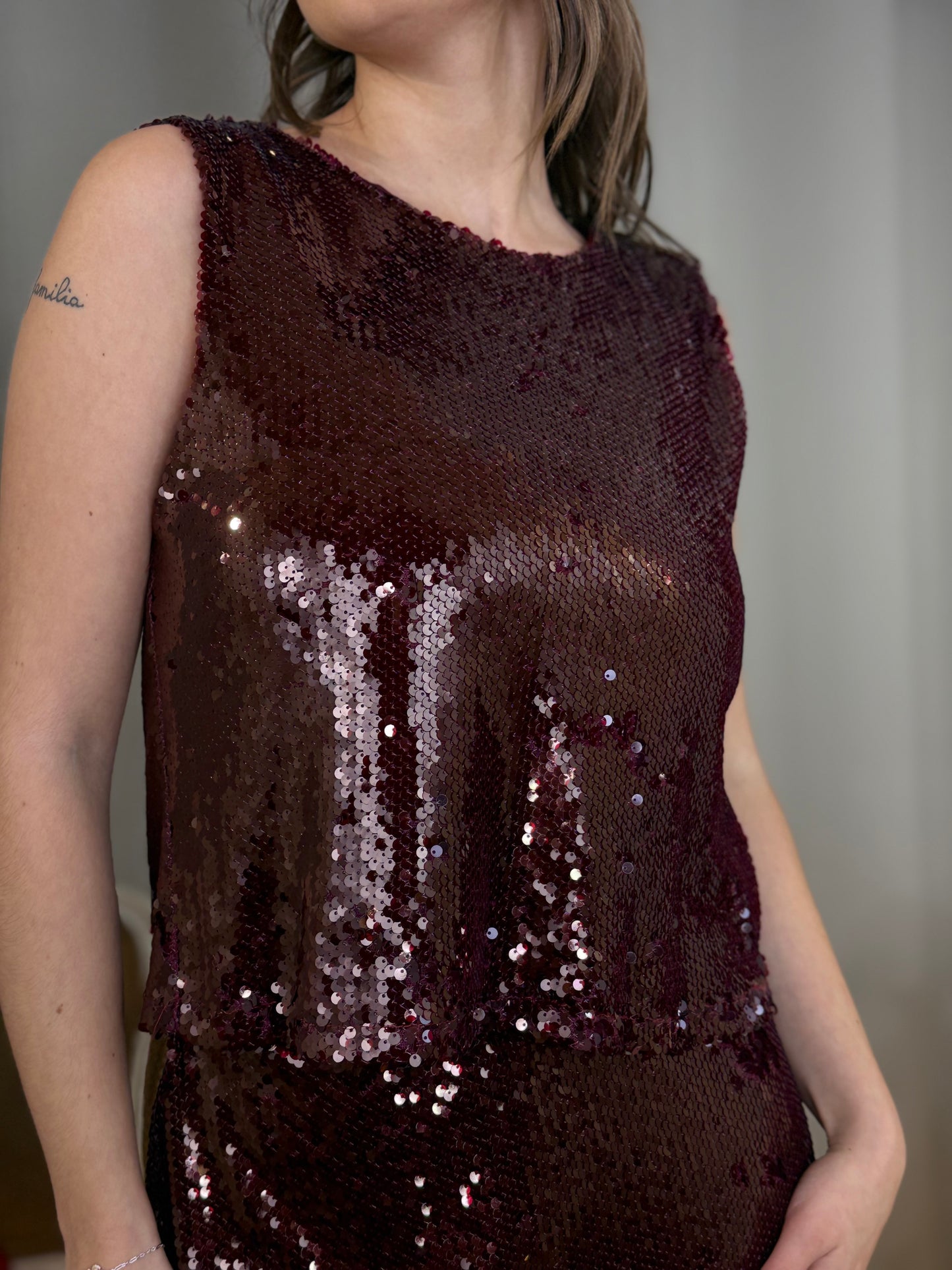 Top con paillettes BORDEAUX