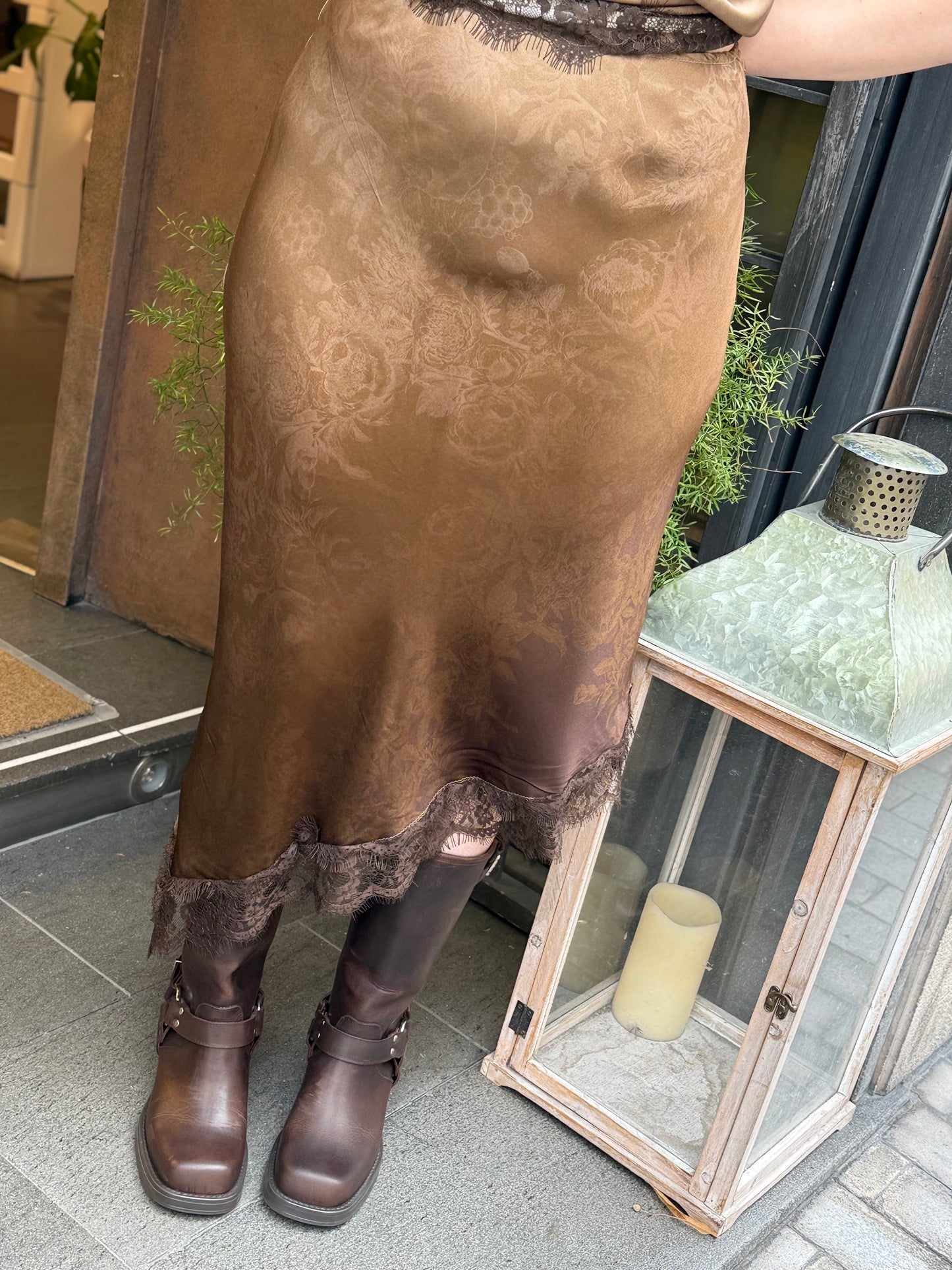 Gonna lingerie floreale con pizzo MORO