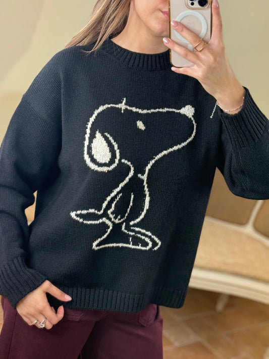Tensione In Maglione SNOOPY Nero