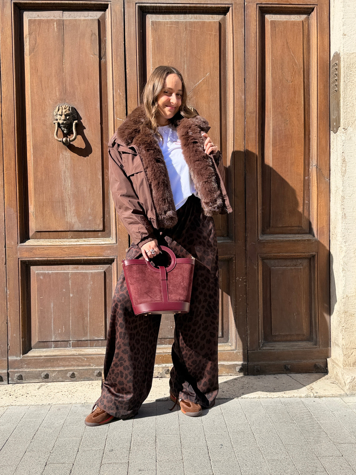 Borsa Secchiello camoscio BORDEAUX/BLU