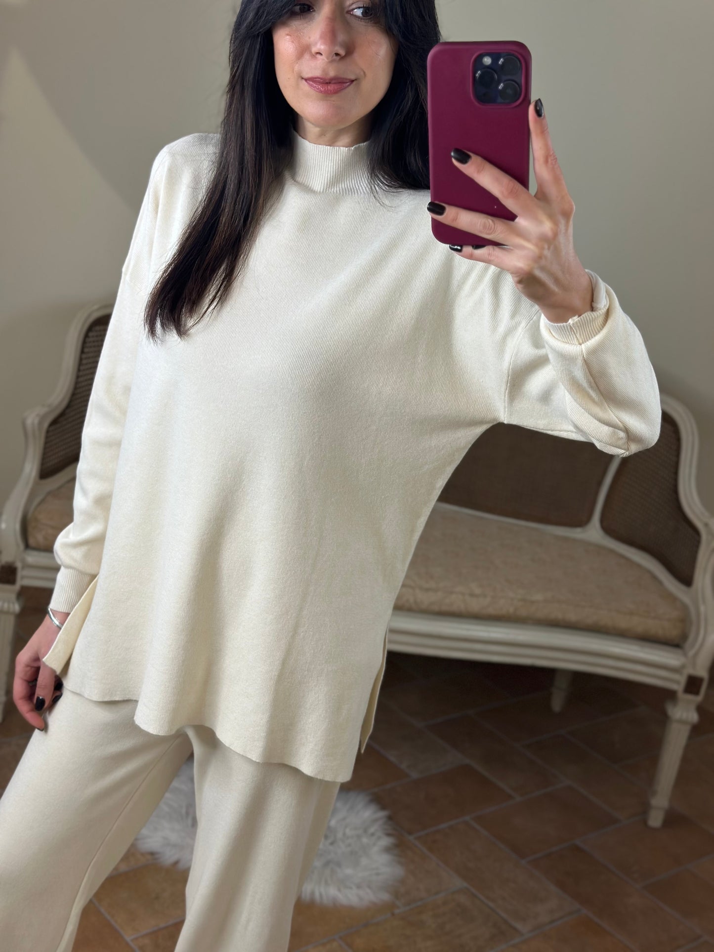 Set in maglia PANNA (maglia+pantalone)