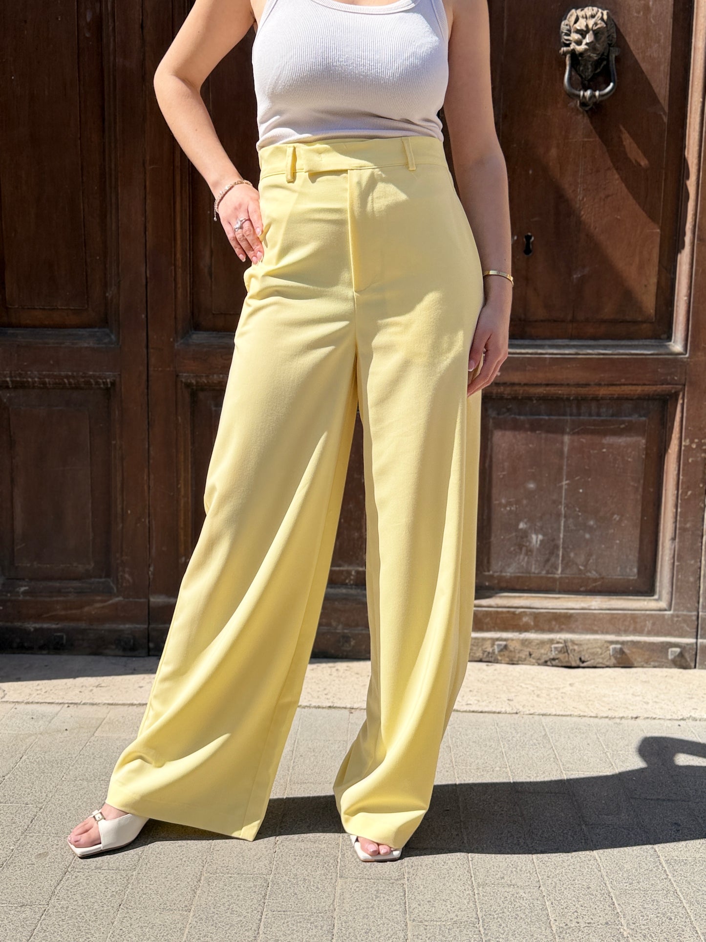 Haveone pantalone con pinces GIALLO