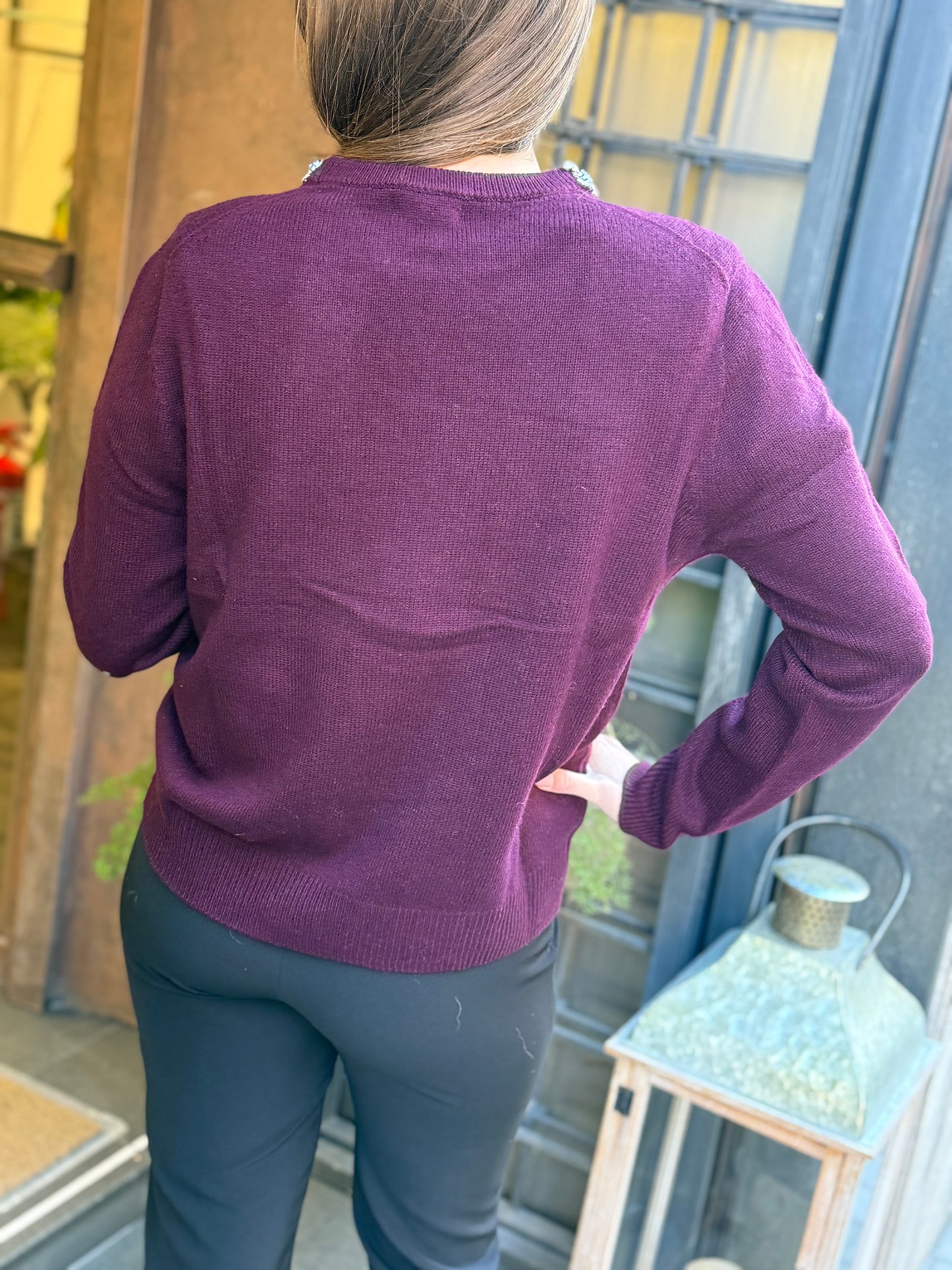 Maglia TIFFANY con girocollo gioiello VINO