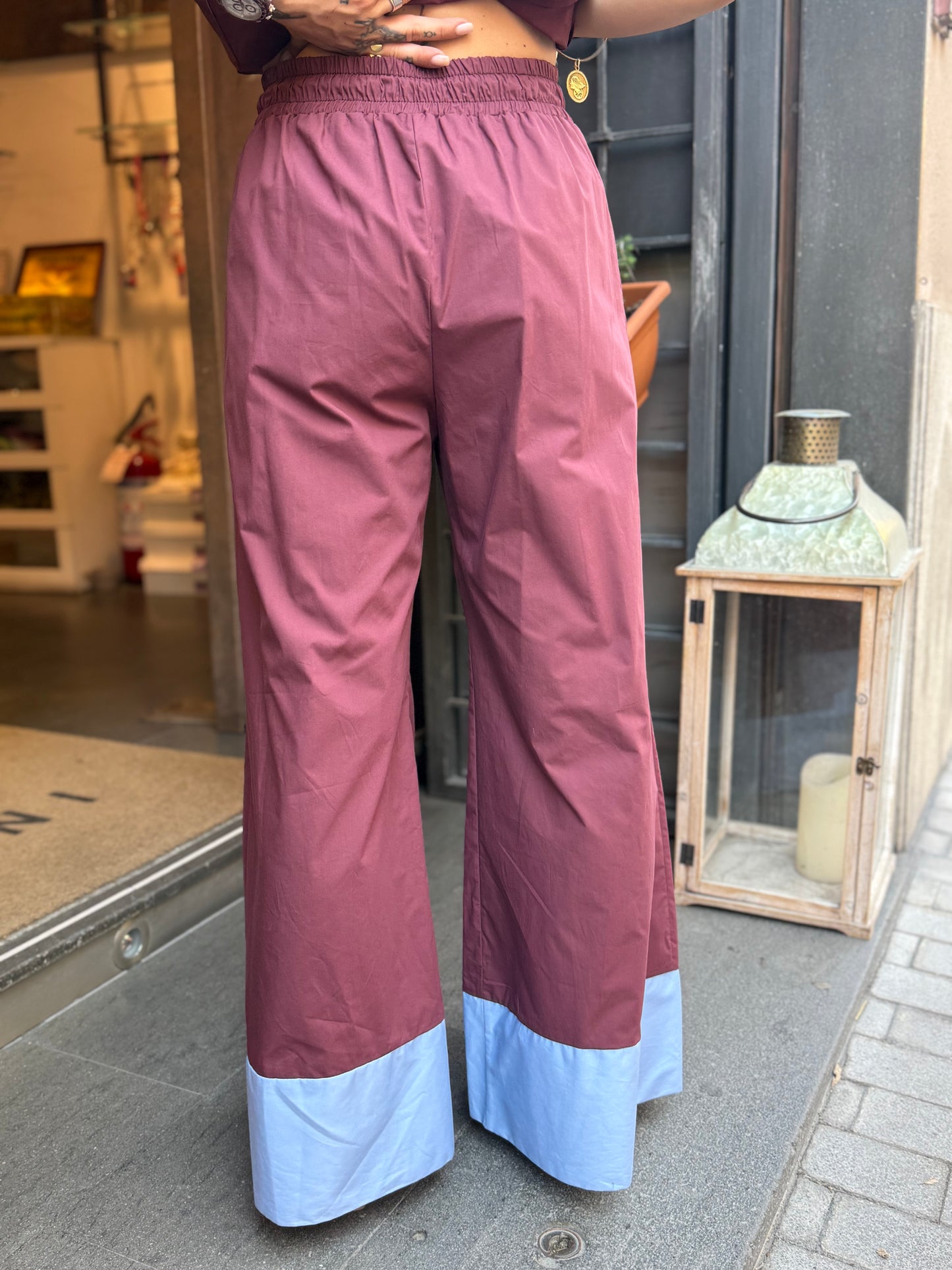 Tensione in Pantalone INDIA/CELESTE