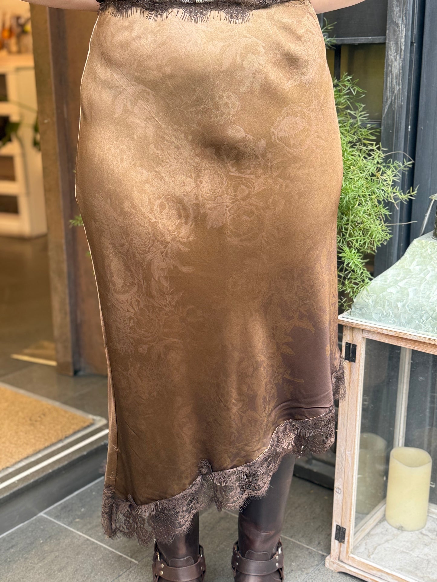 Gonna lingerie floreale con pizzo MORO