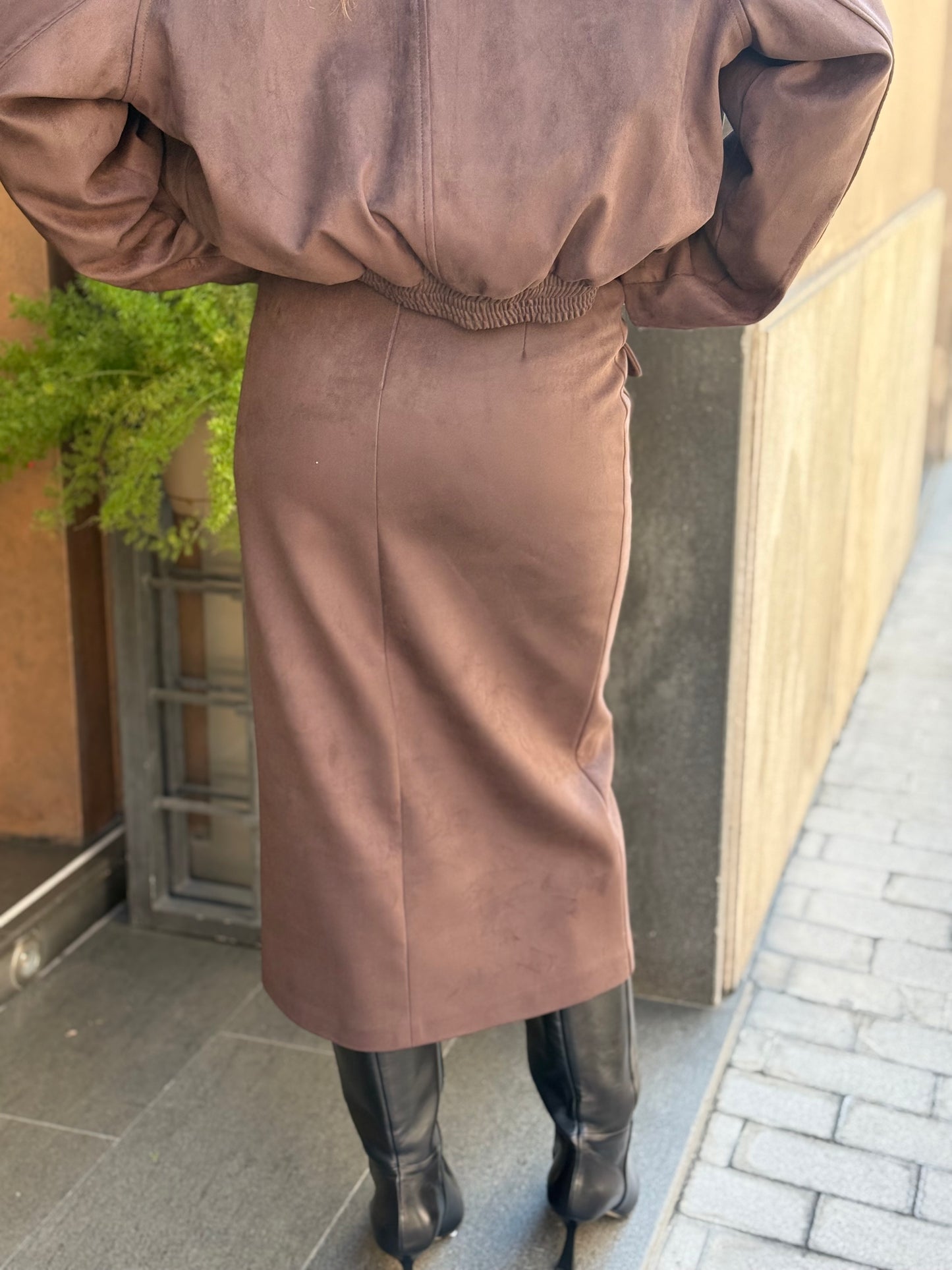 Gonna midi scamosciata MORO