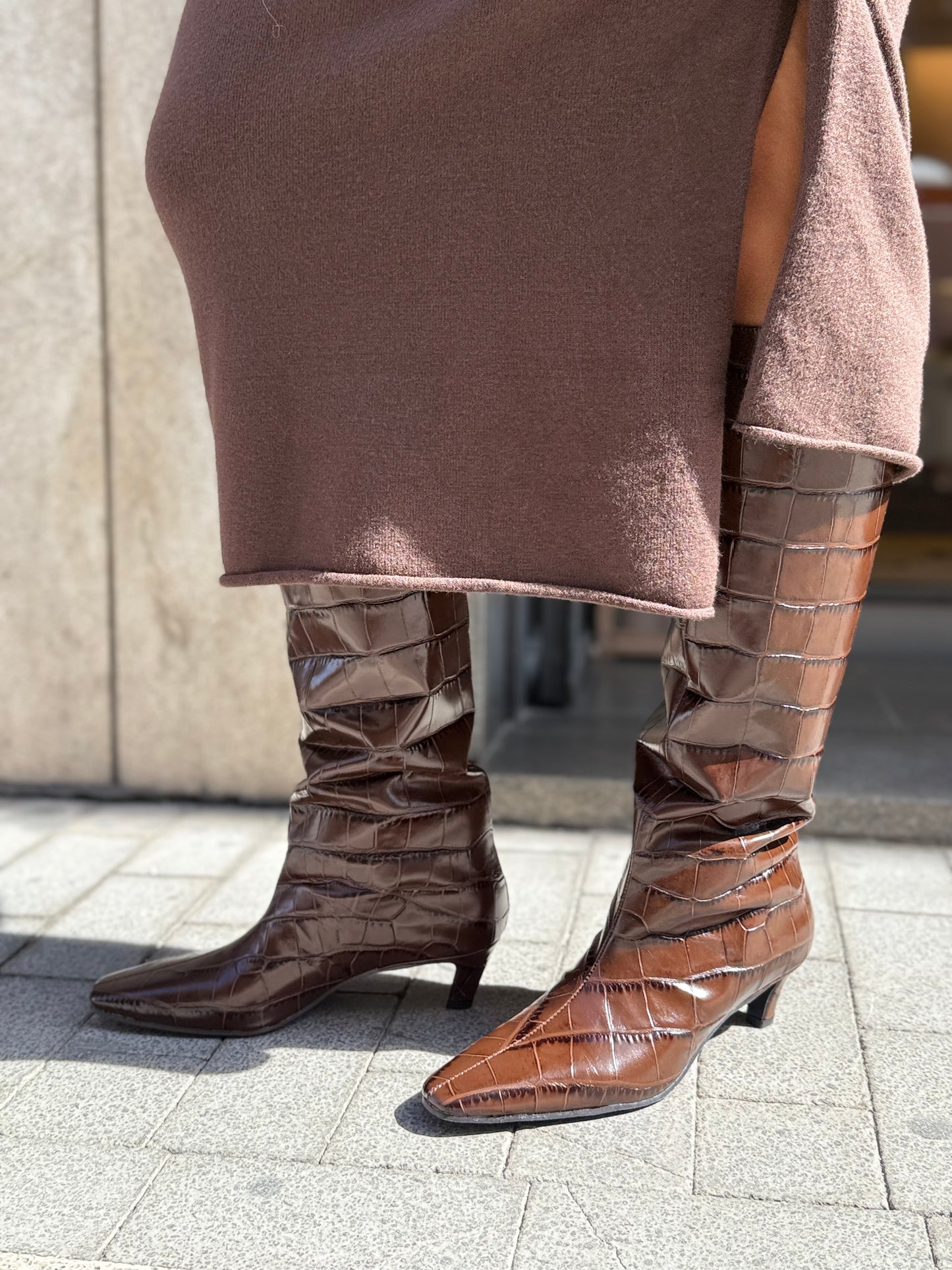 Bianca Dì Stivale stampa cocco CAFFÈ