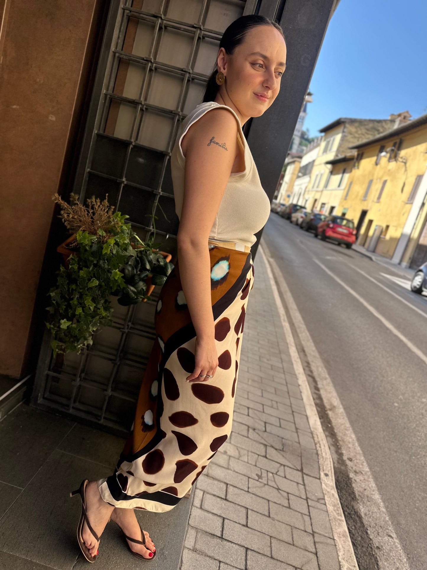 Tensione in Gonna lunga pareo tabacco/beige