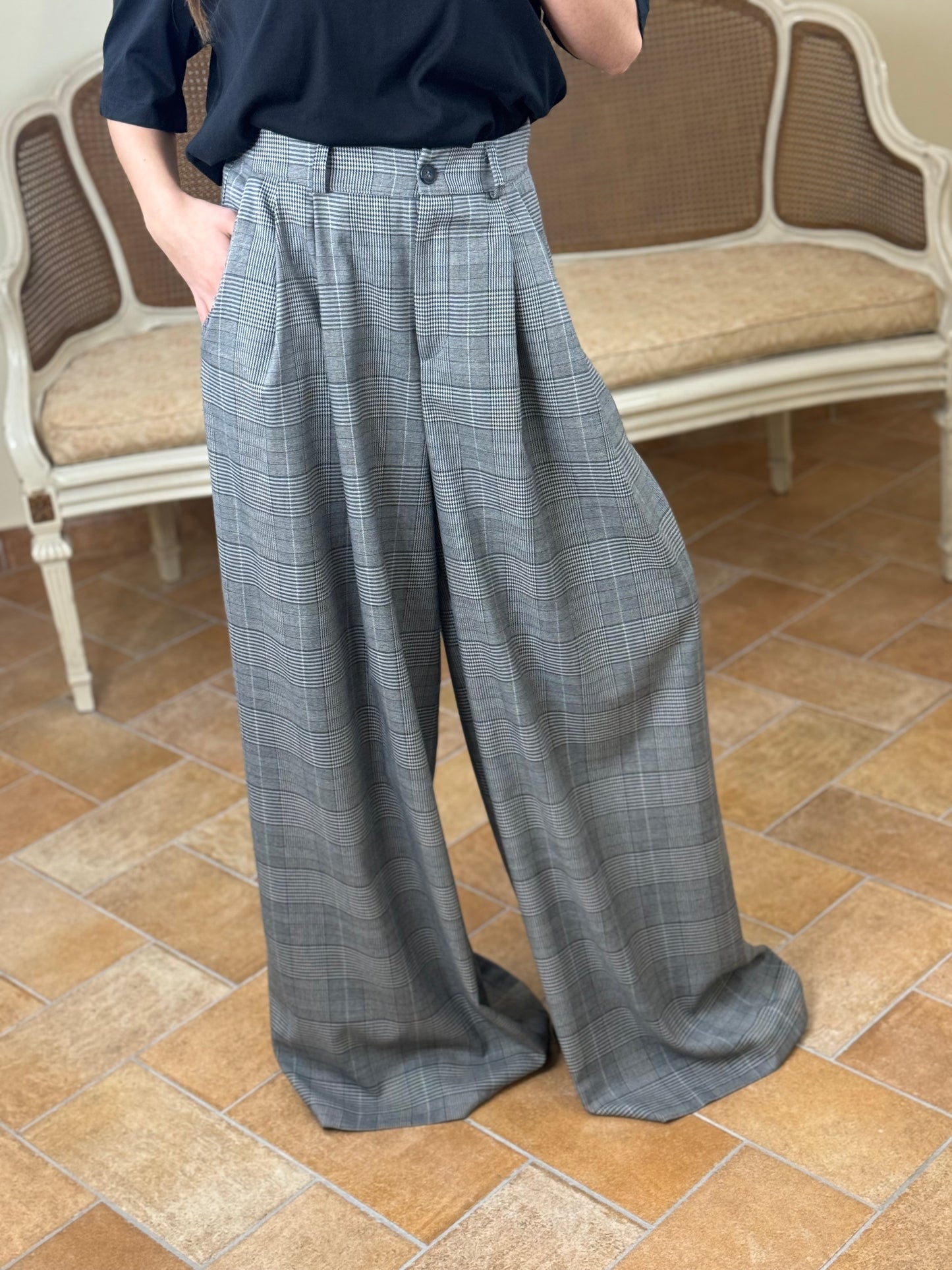 Tensione In Pantalone palazzo principe di Galles GRIGIO