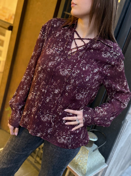 Blusa KAYA stampa floreale BORDEAUX