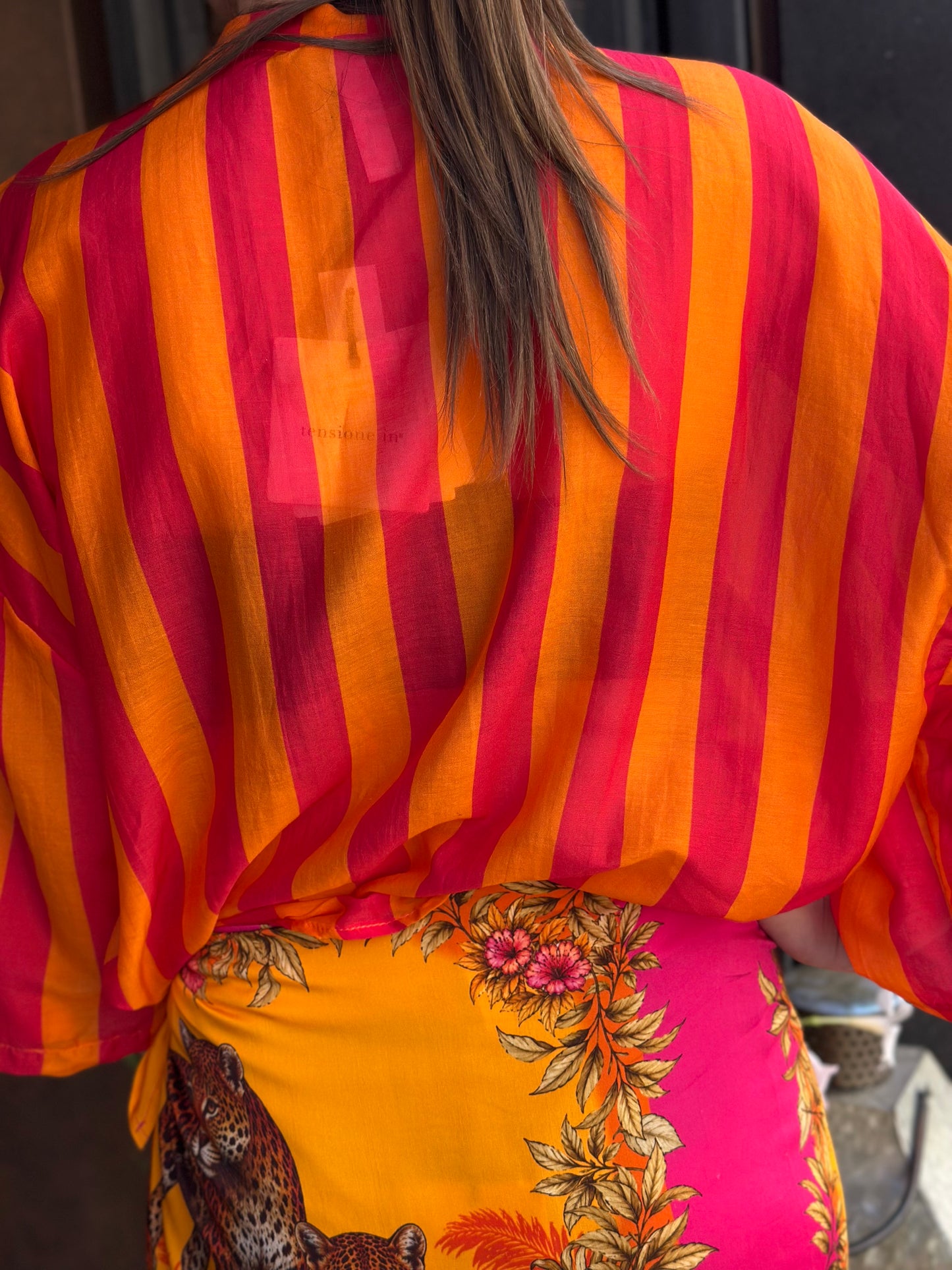 Tensione in Camicia a righe Arancio/Rosso