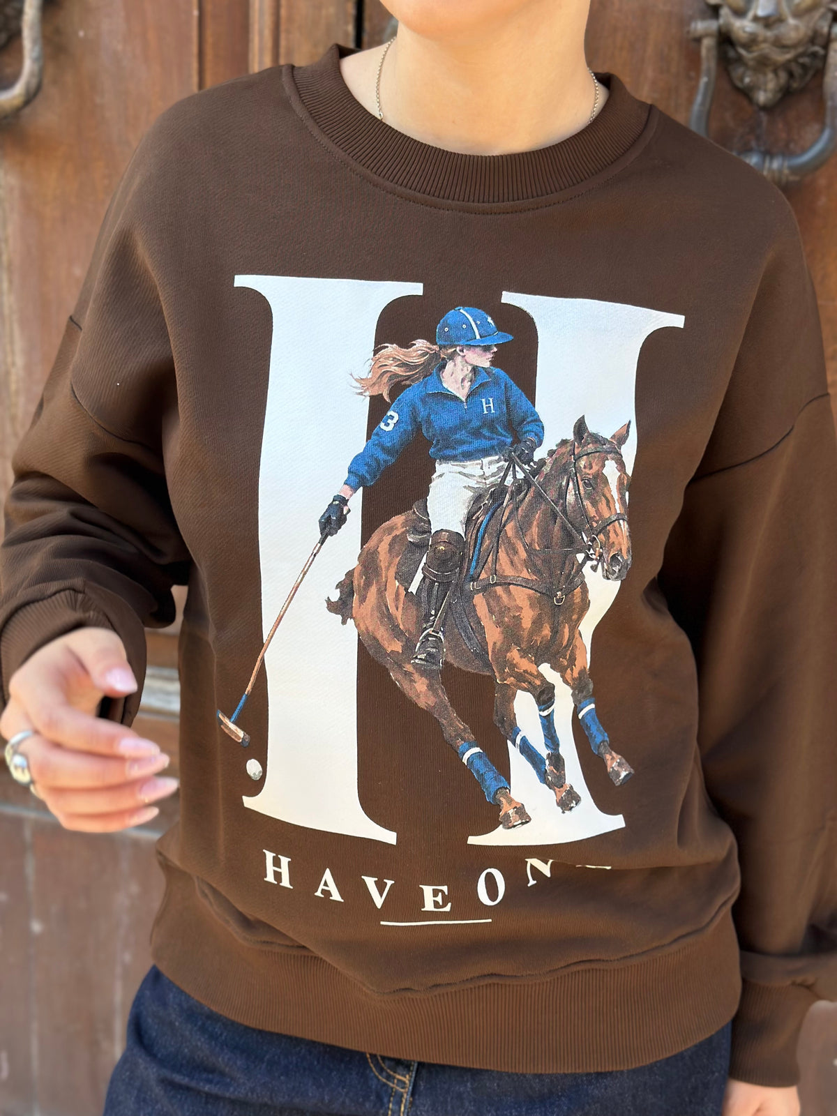 Haveone Felpa HORSES MORO E GRIGIA