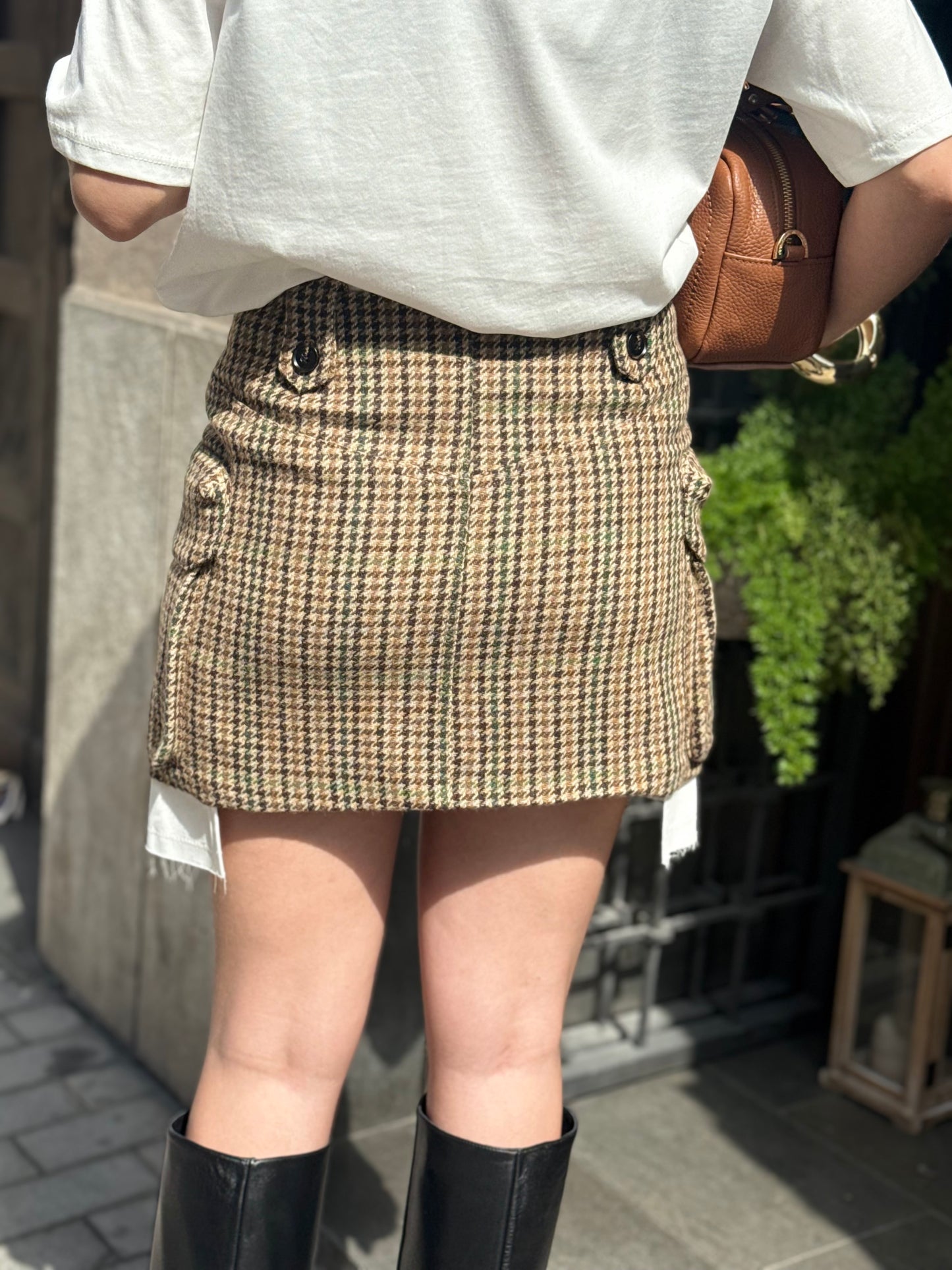 Eleh Mini gonna pied de poule MARRONE