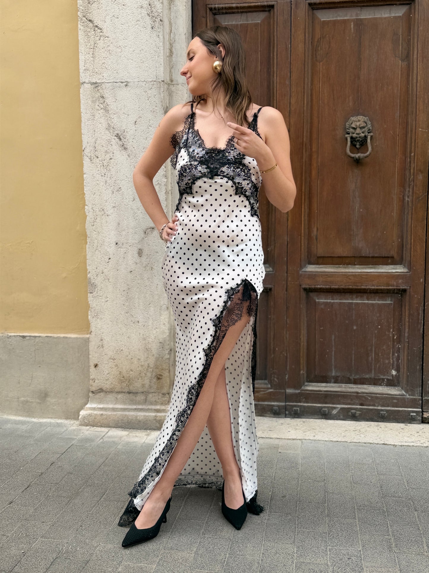 Slip Dress a pois Nero/bianco