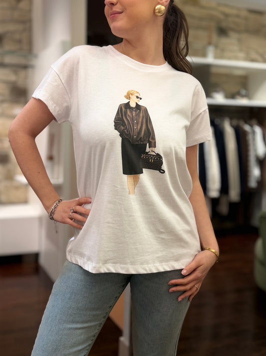 Tensione in T-shirt bianca woman bottega BIANCA/MORO