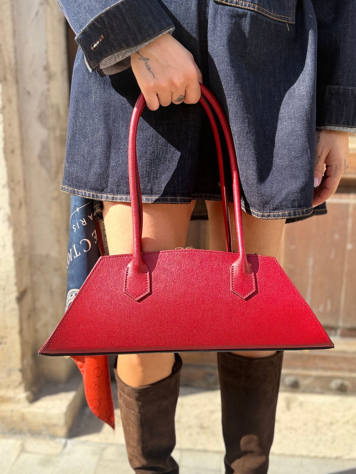 Bauletto CANDY in pelle ROSSO/BLU/NERO