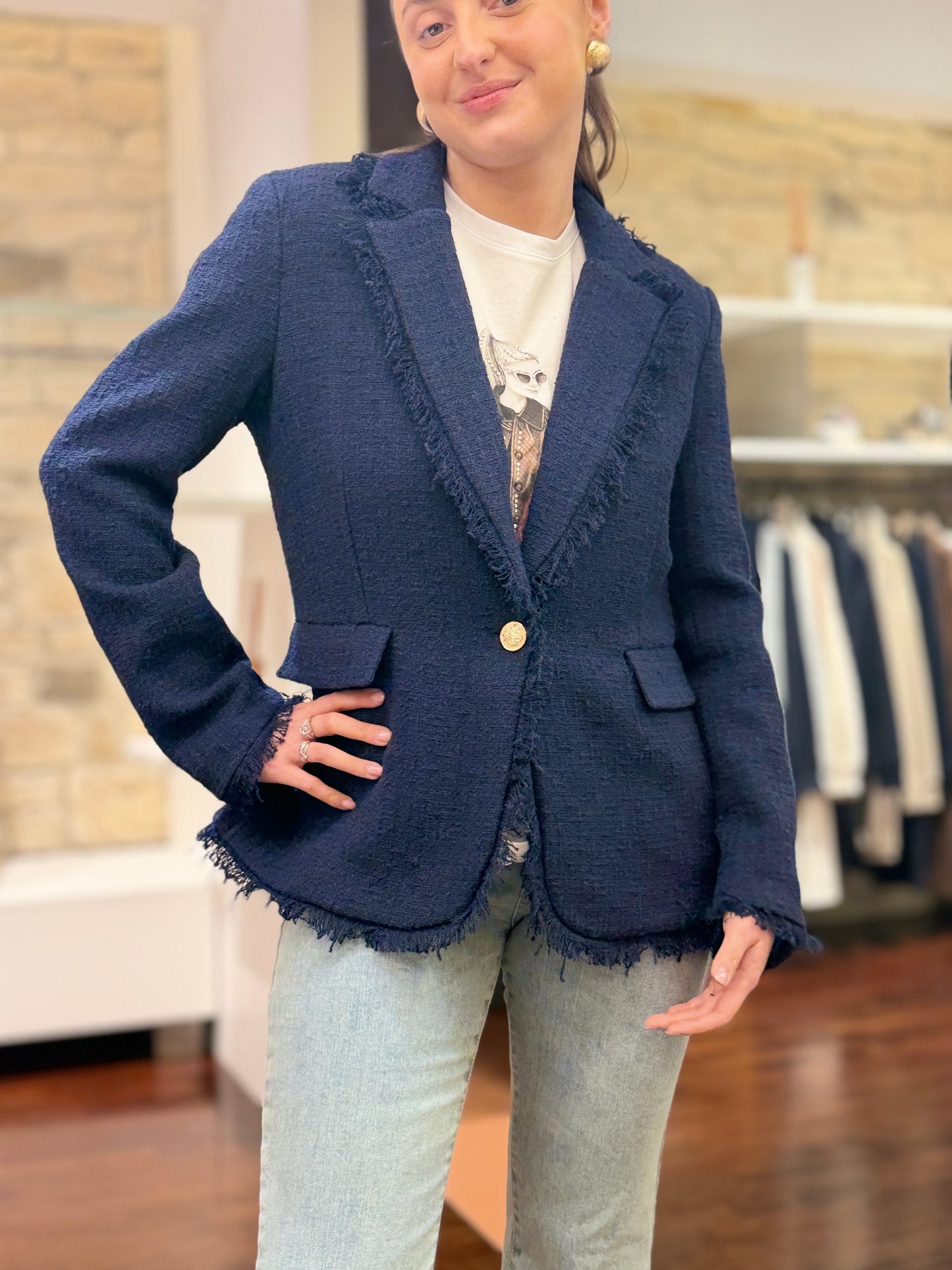 Tensione in Giacca Bouclè BLU