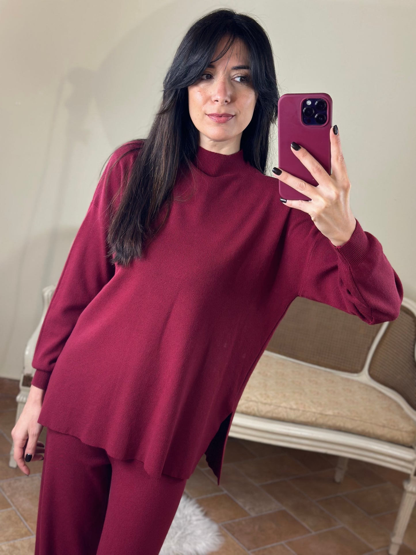 Set in maglia BORDEAUX (maglia+pantalone)