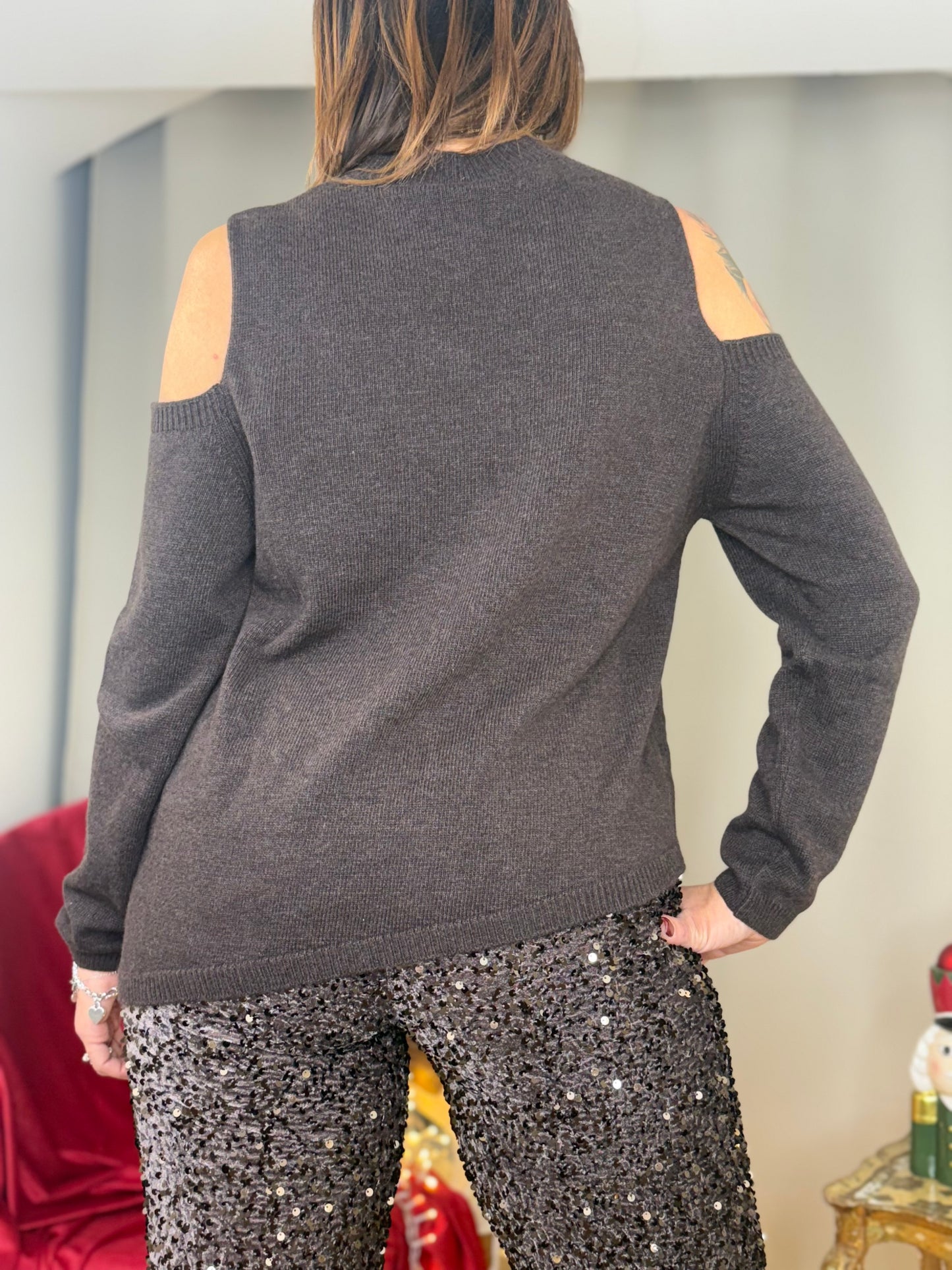 Tensione in Maglia cut out CIOCCOLATO