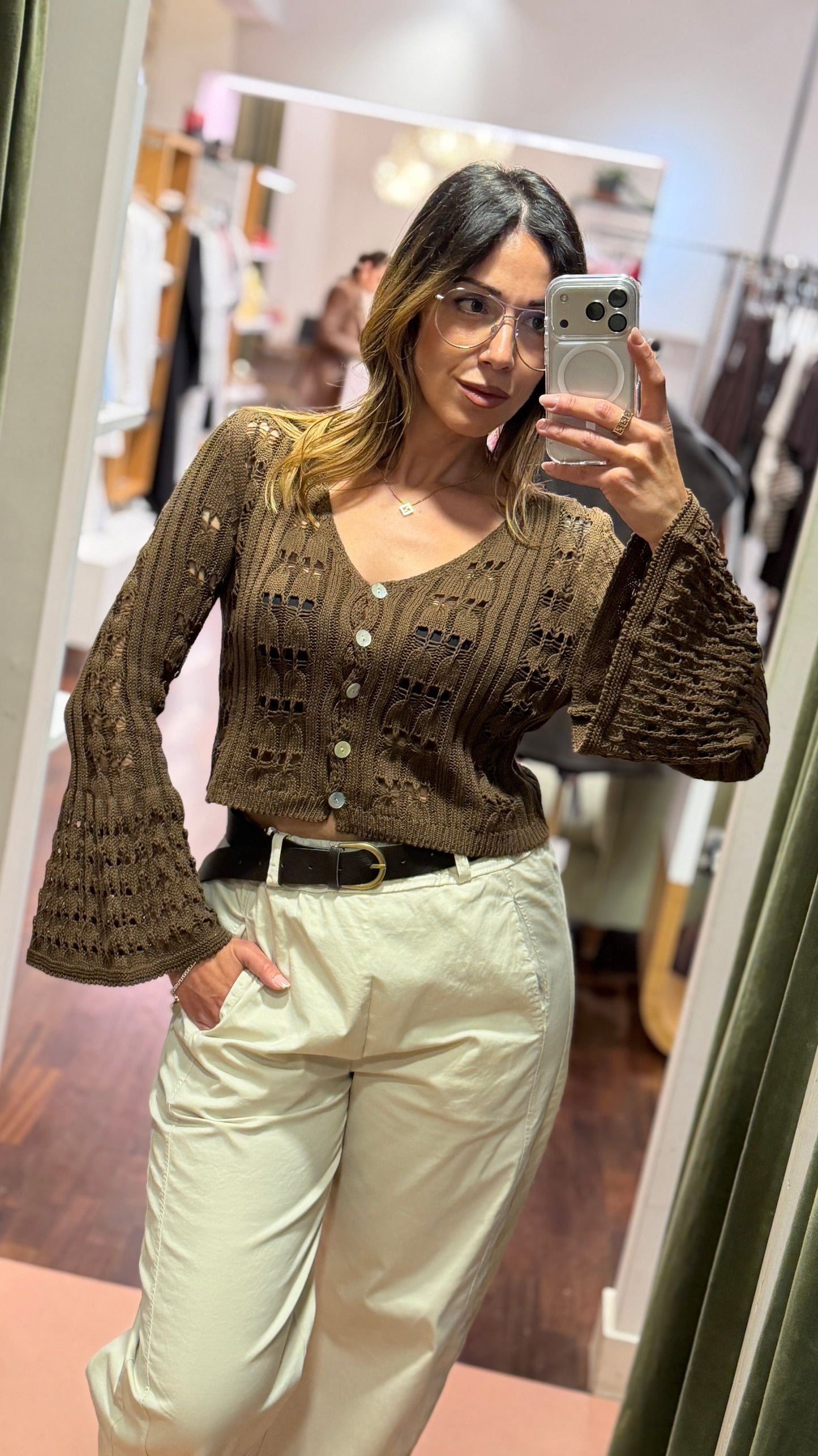Cardigan traforato MORO