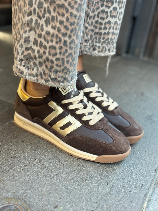 Back70 JOGGER NAPPA SPONGE COFFEE SUEDE CAFFEE/GOLD