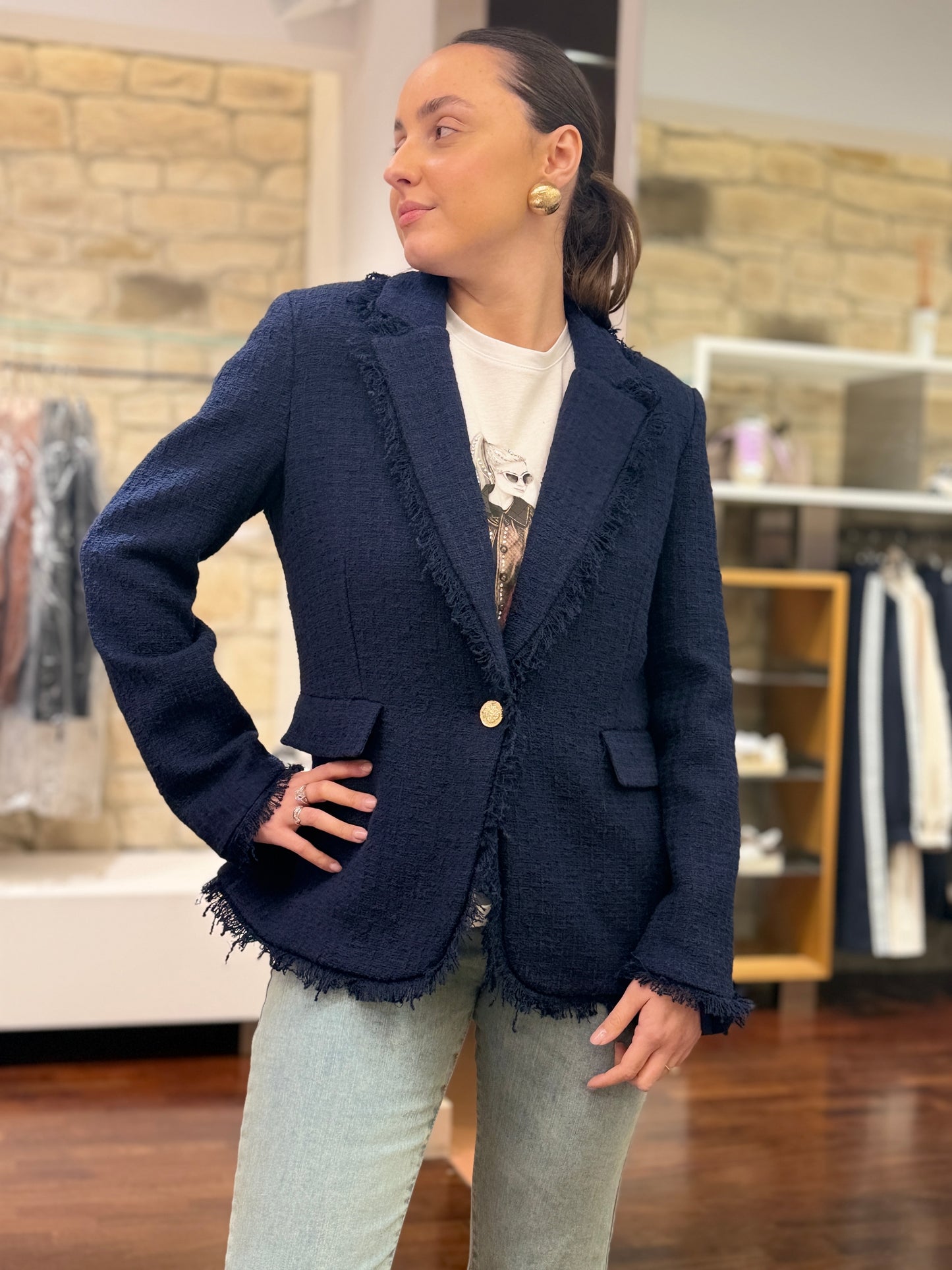 Tensione in Giacca Bouclè BLU