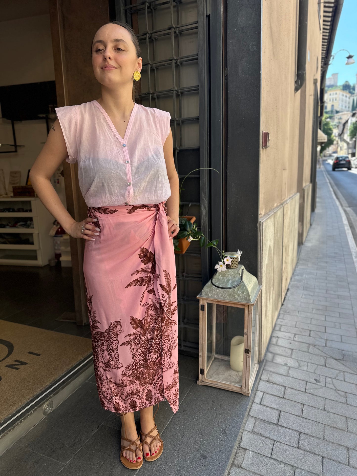 Tensione in Gonna pareo lunga Leopardi Rosa