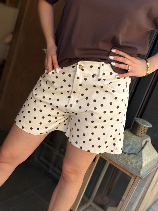 Shorts pois burro/cacao