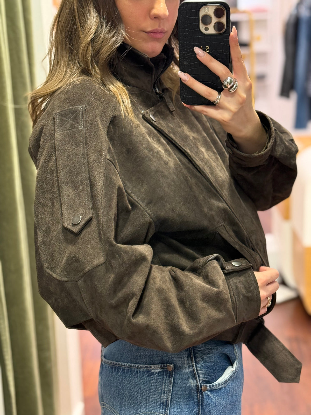Biker in suede MORO