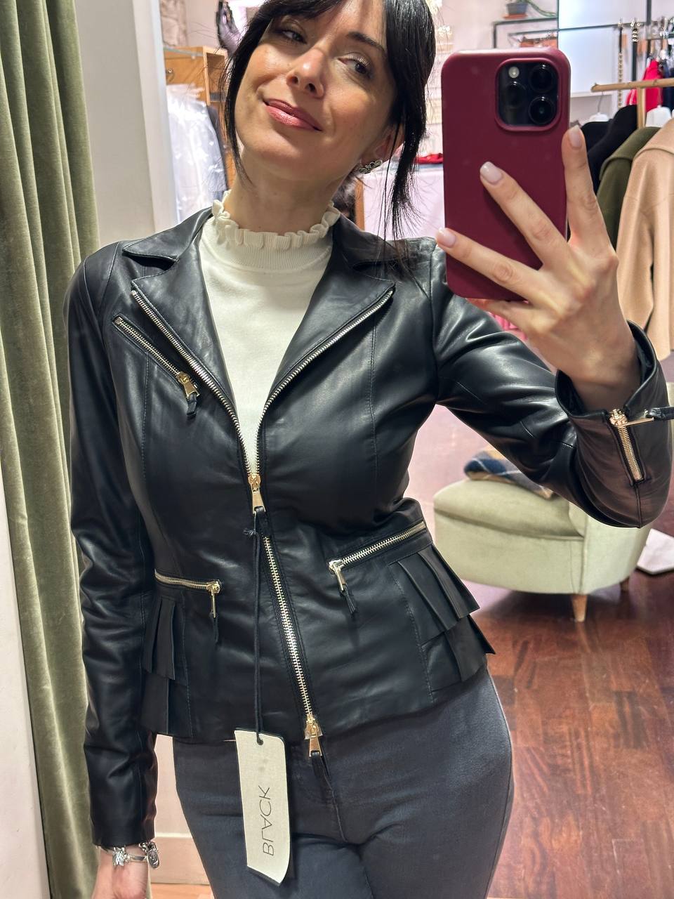 Giubbino in vera pelle Nero