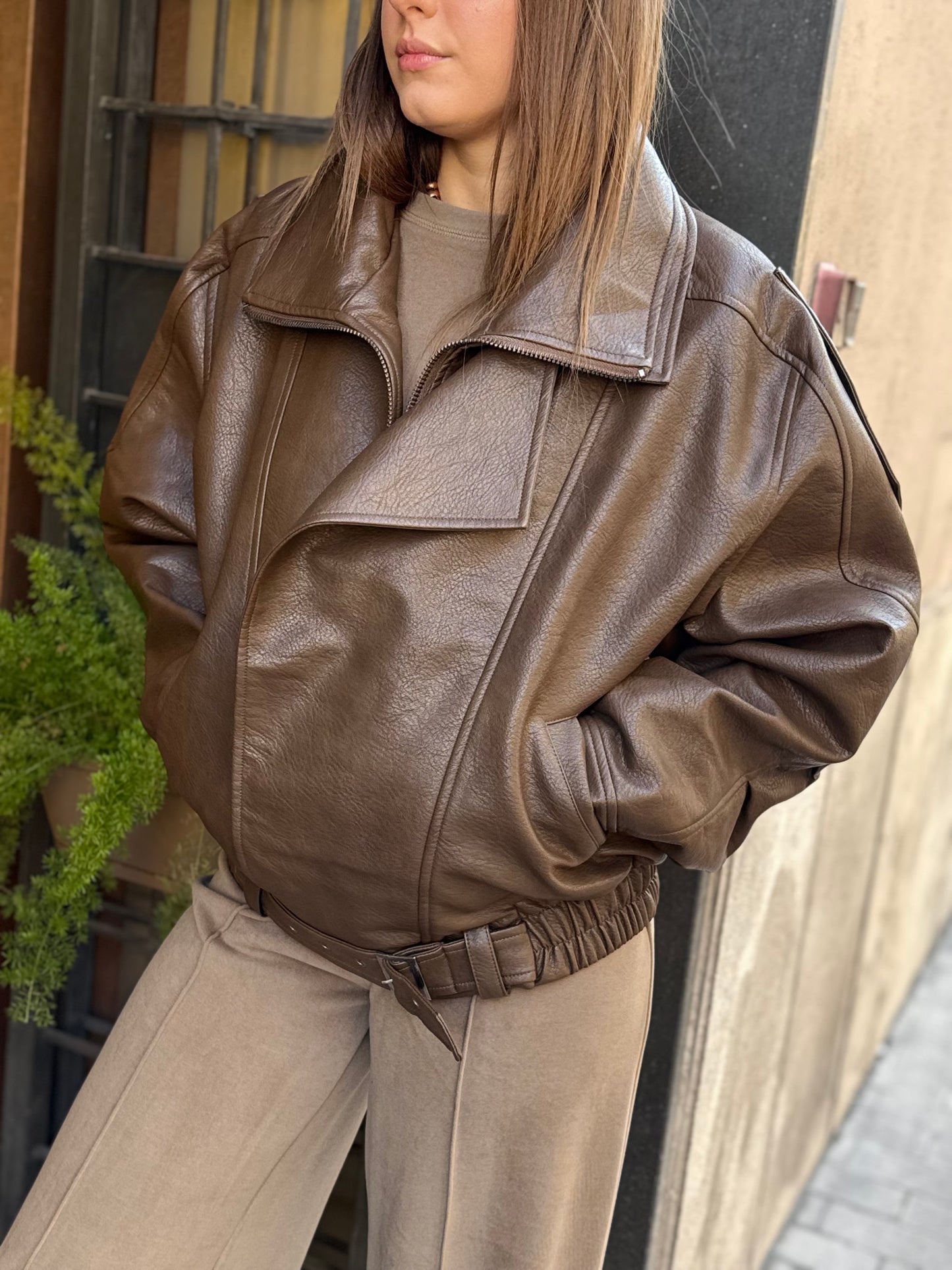 Eleh Bomber ecopelle FANGO