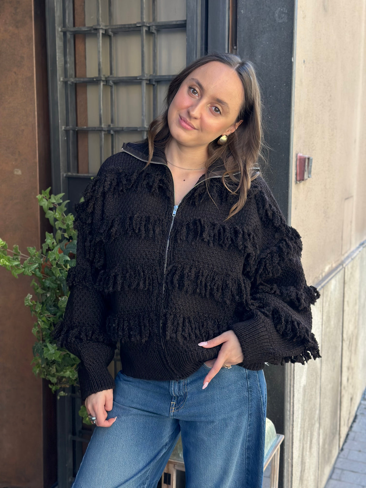 Haveone Cardigan Frangette BURRO e MORO