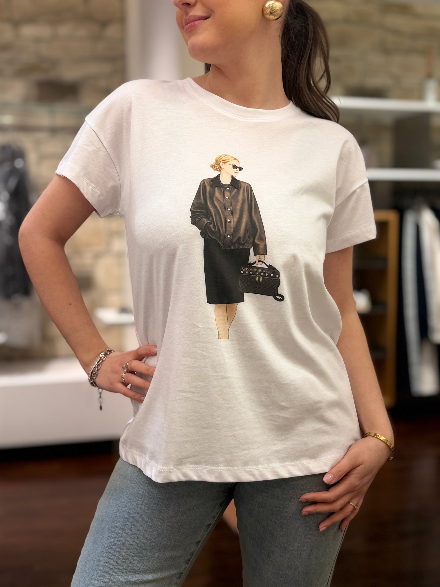 Tensione in T-shirt bianca woman bottega BIANCA/MORO