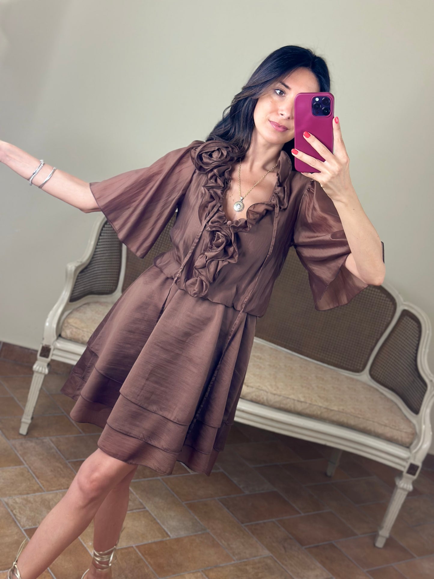 Tensione In Abito corto con rouches MORO