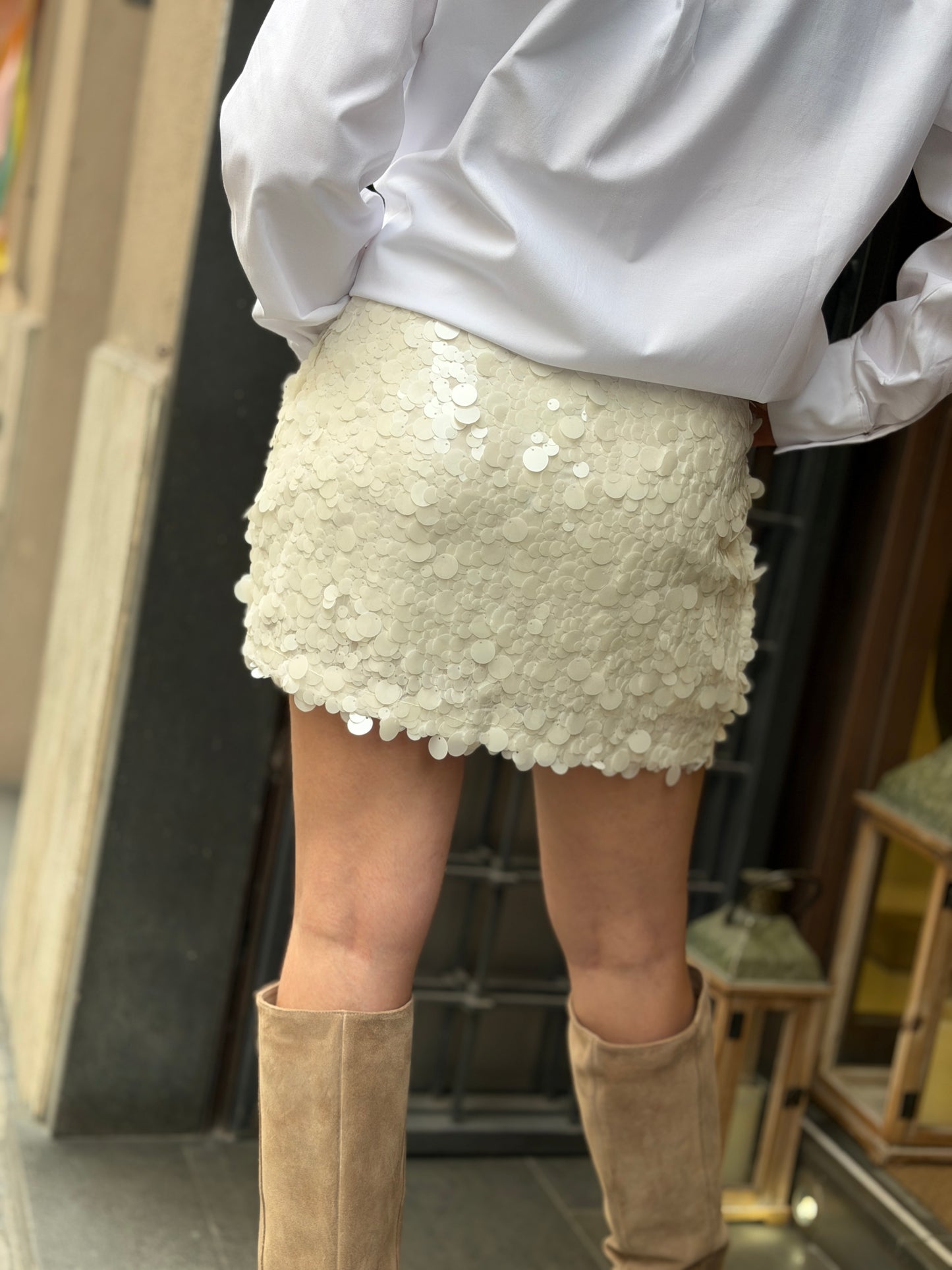 Mini gonna maxi paillettes Bianca