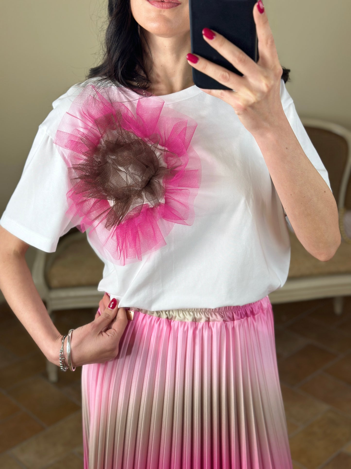 D'Elle T-shirt con fiore