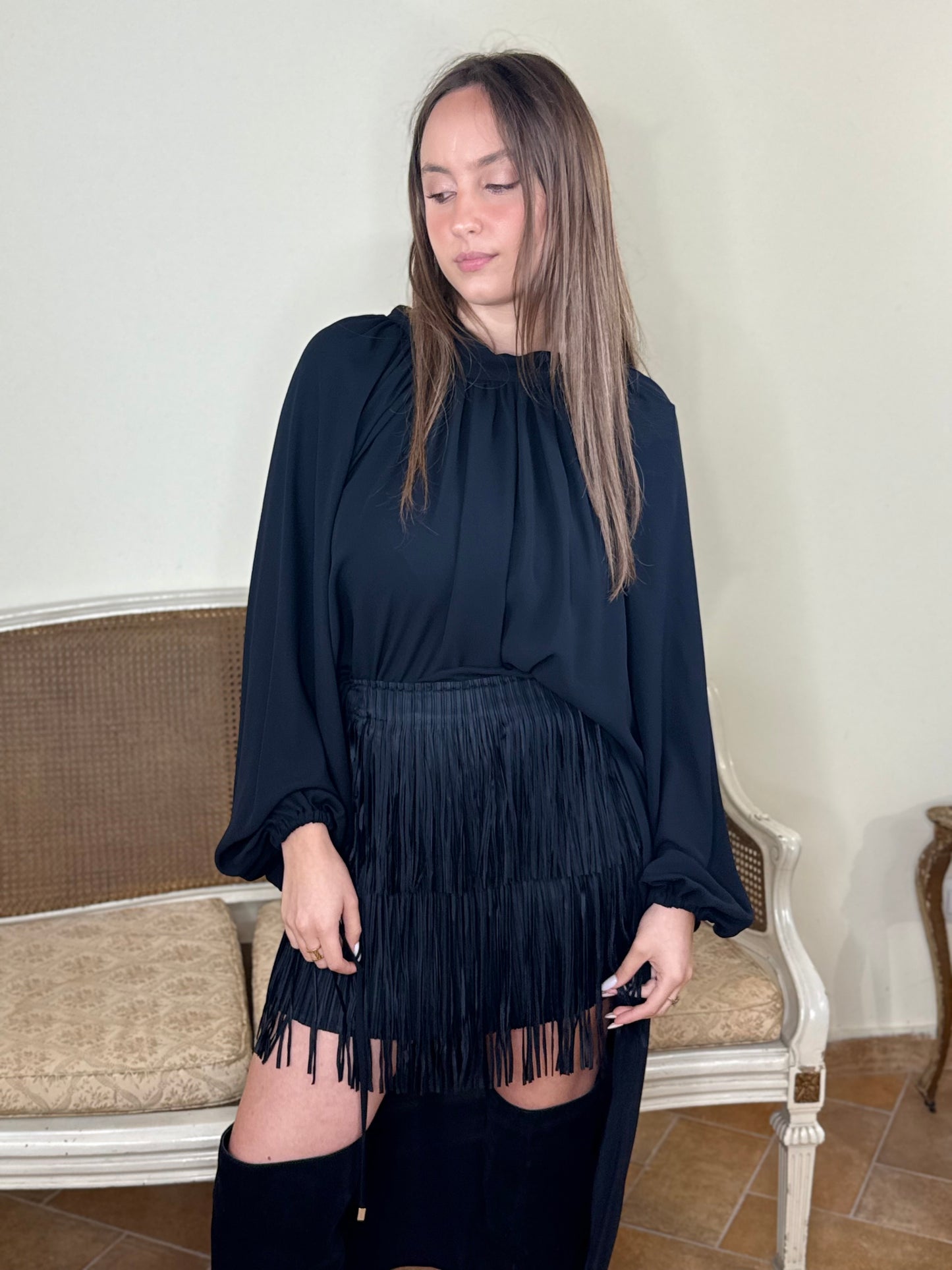 BohemianVí AIRY BLOUSE Black