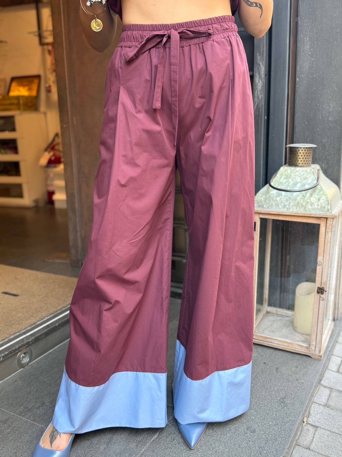 Tensione in Pantalone INDIA/CELESTE