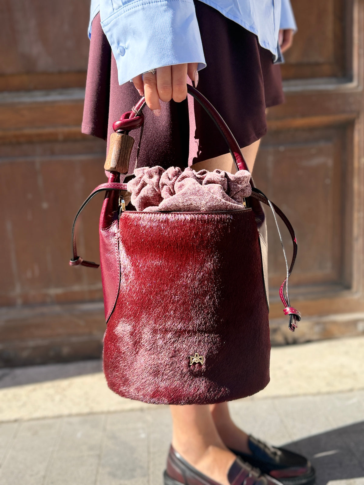 Cuoieria fiorentina small bucket cavallino AMARENA