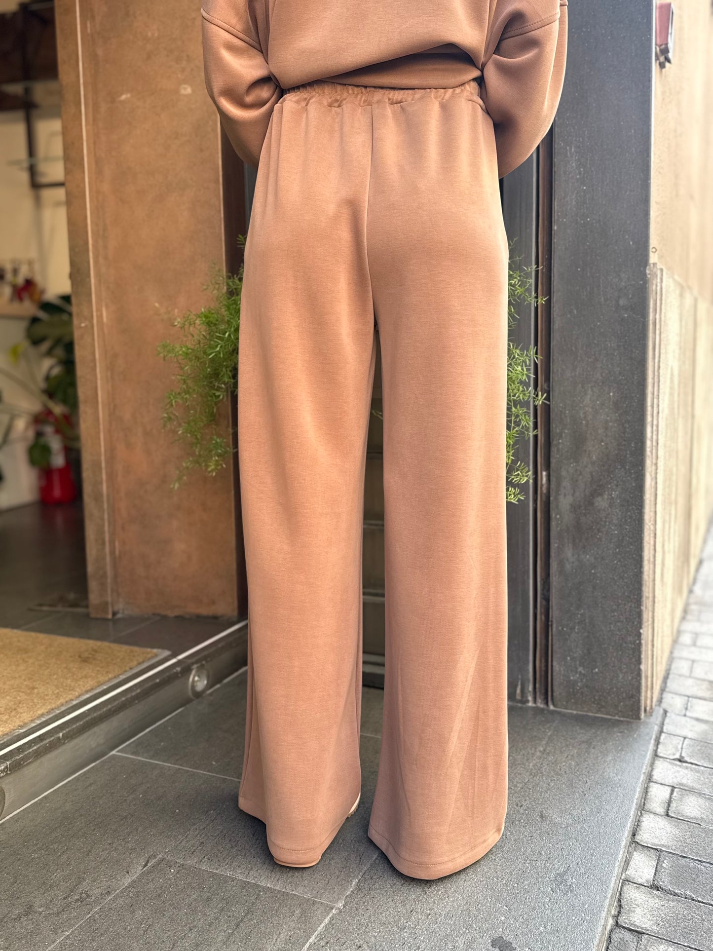 Pantalone a palazzo in modal con strass BEIGE