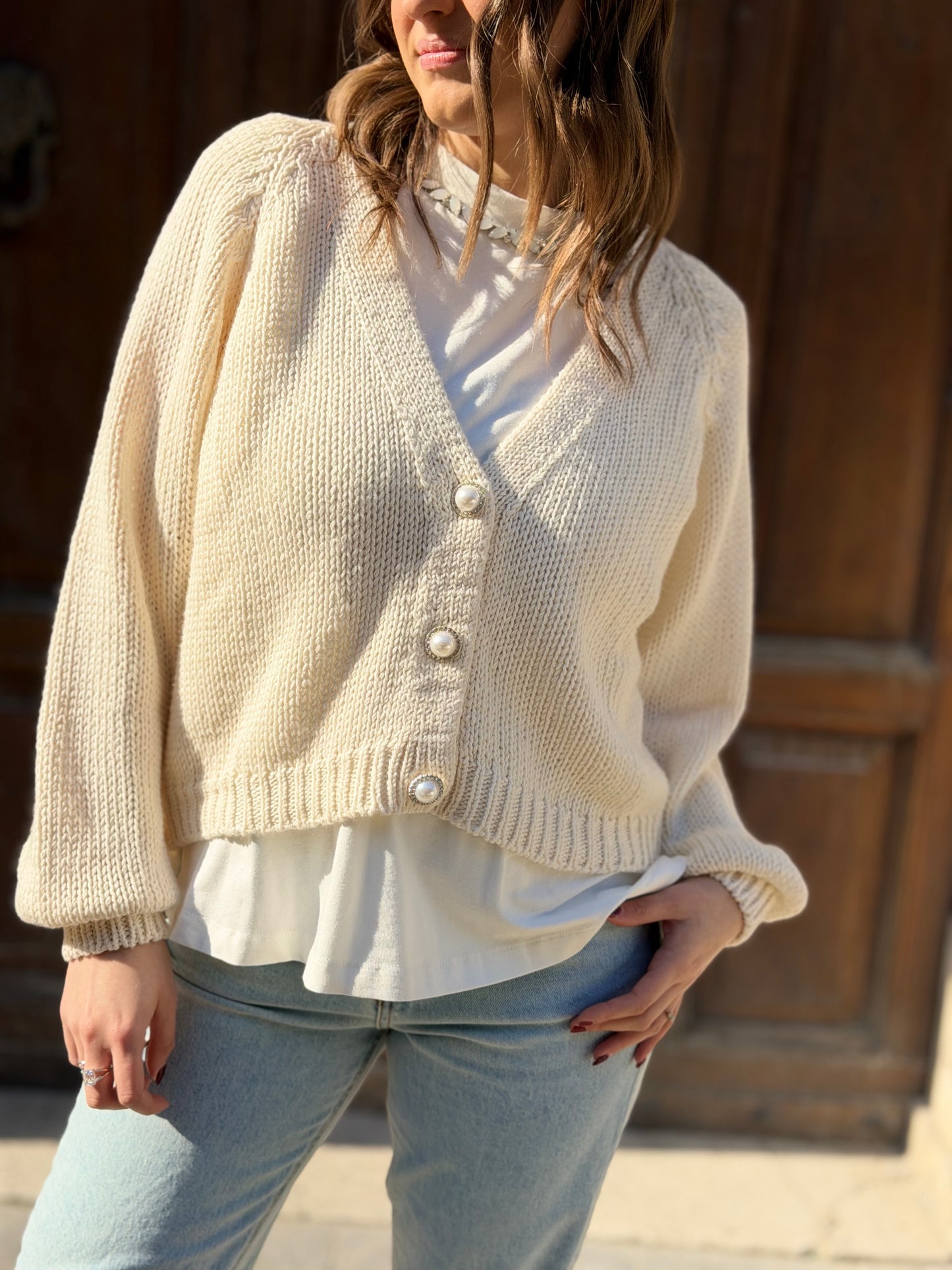 Haveone Cardigan bottone gioiello CALCE